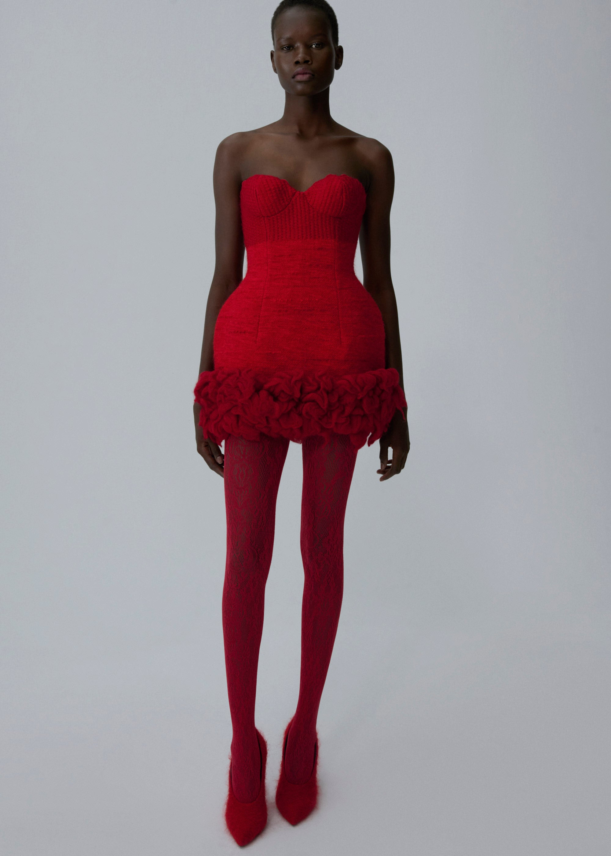 Bustier loom mini dress in red - 3