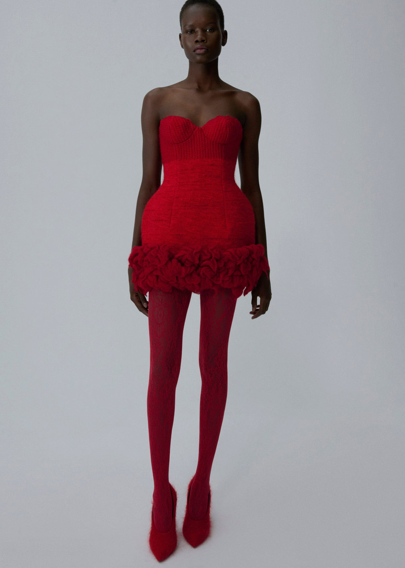 MAGDA BUTRYM Bustier loom mini dress in red outlook