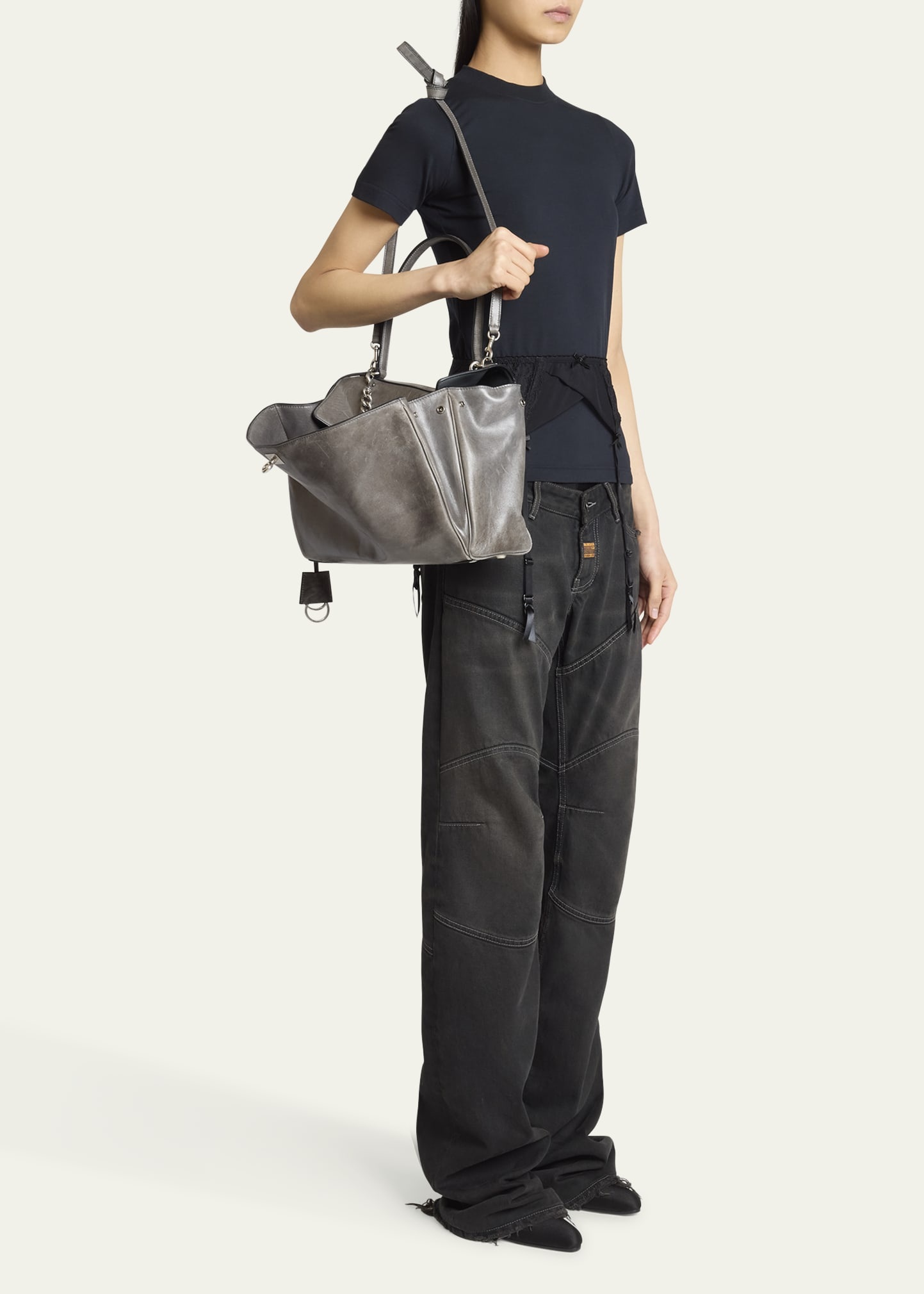 Rodeo Medium Leather Top-Handle Bag with Charms - 6