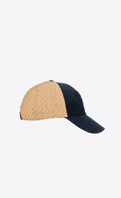 SAINT LAURENT sl baseball cap in cotton canvas and raffia outlook