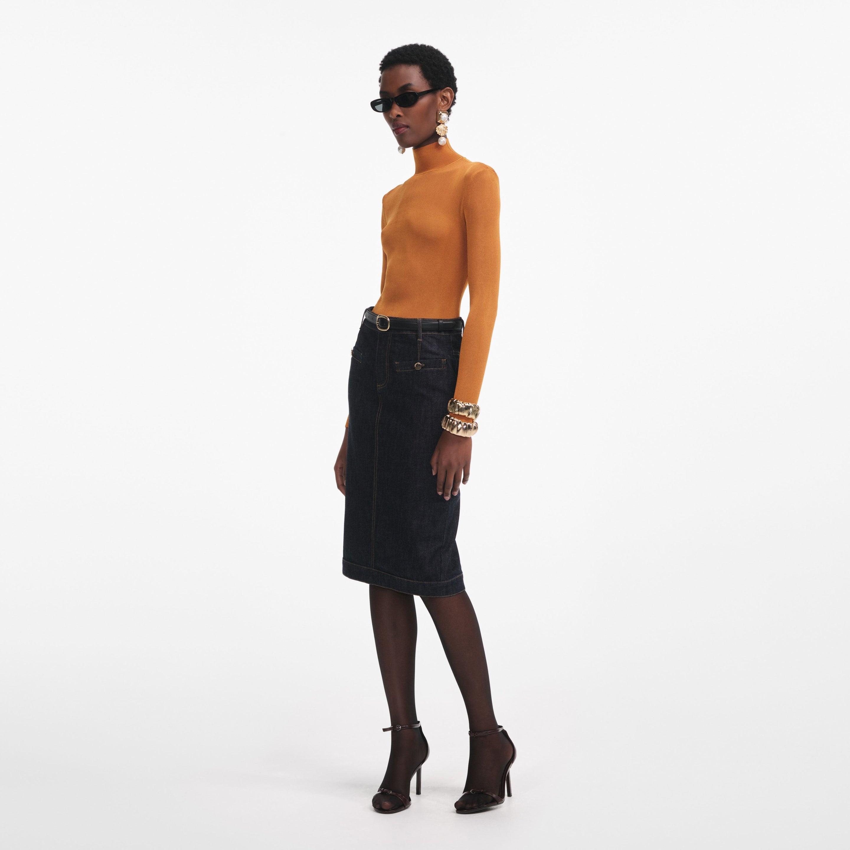 Burnt Orange Viscose Knit Top - 2