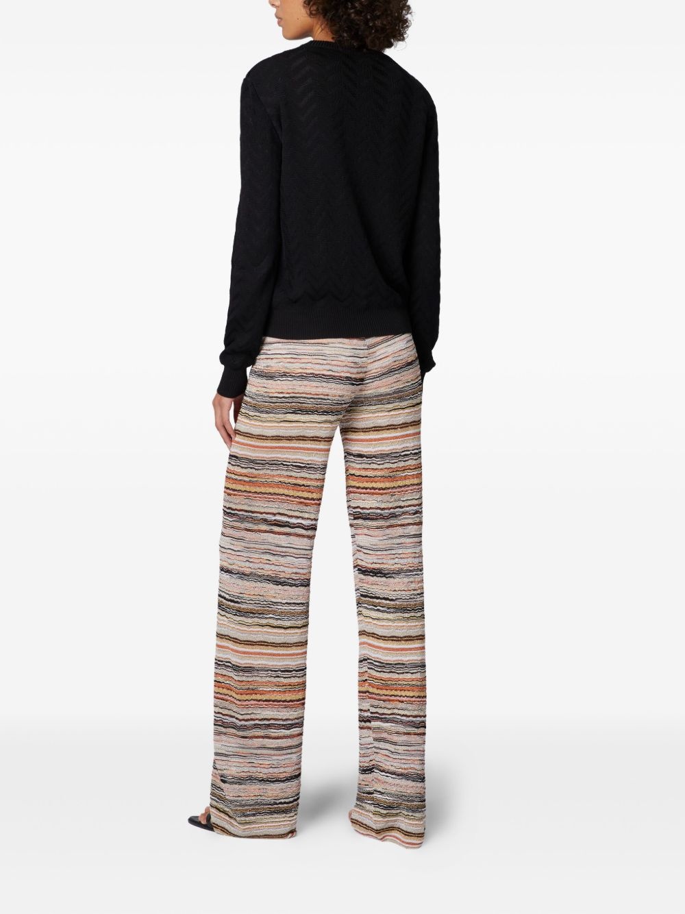 chevron-motif crewneck sweater - 3