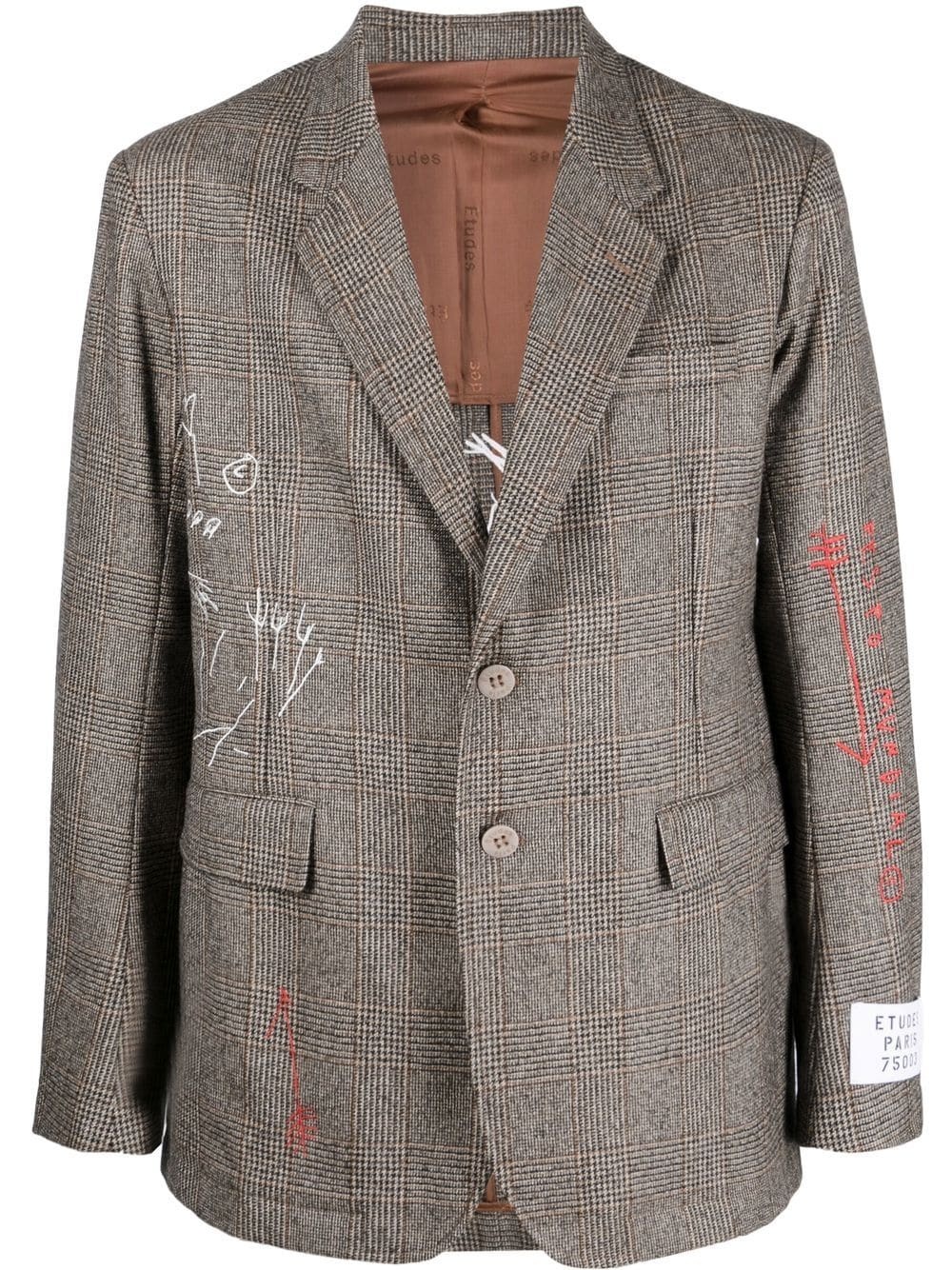scribble-print single-breasted blazer - 1