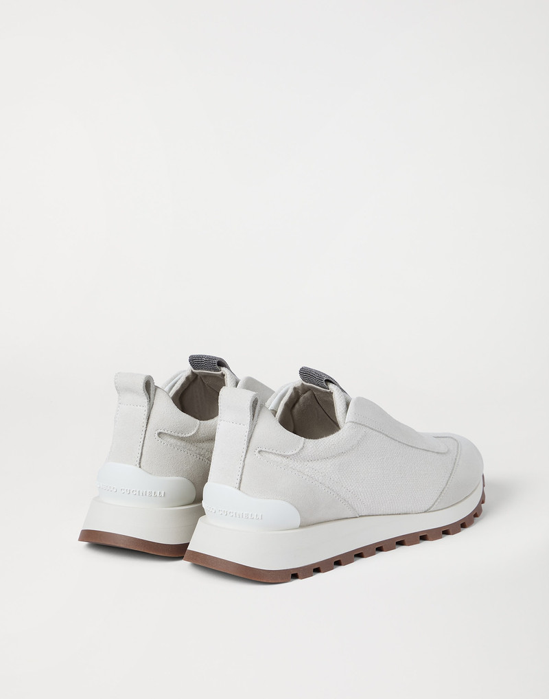Brunello Cucinelli Canvas and suede runners with precious detail outlook
