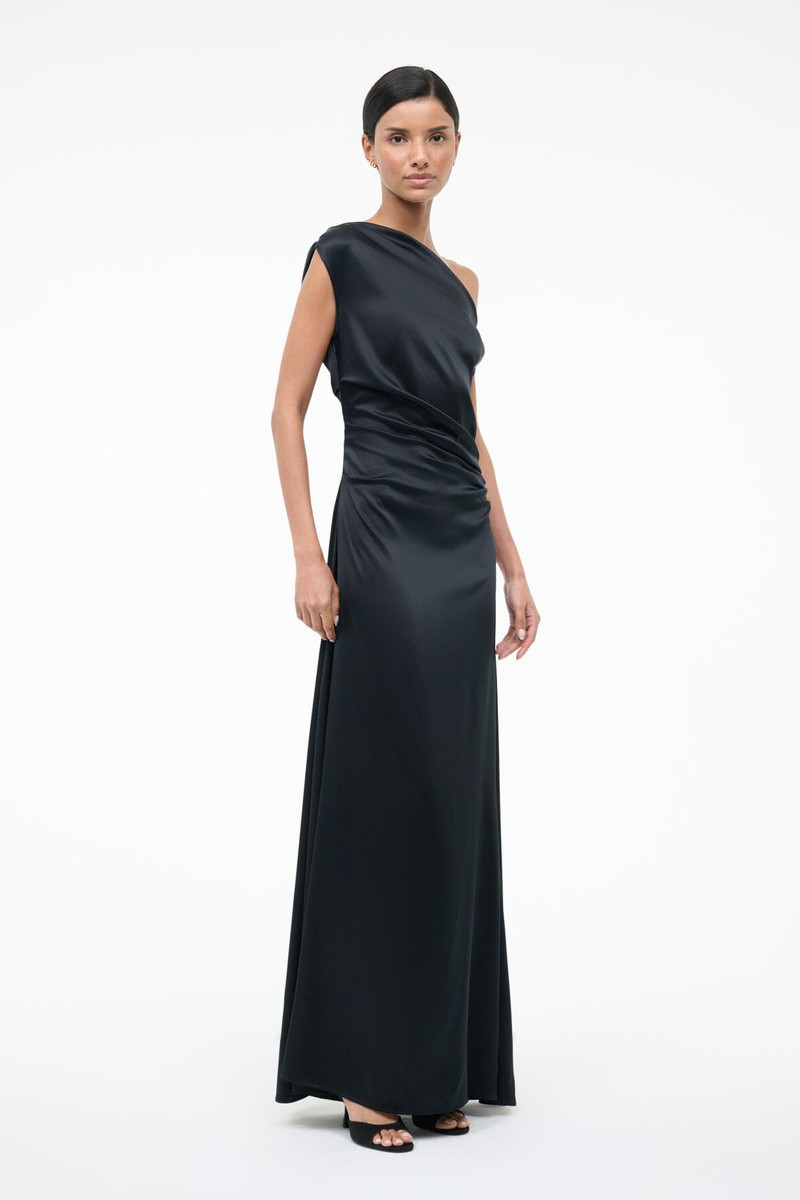 STAUD STAUD MAXI PHARE SILK DRESS BLACK outlook