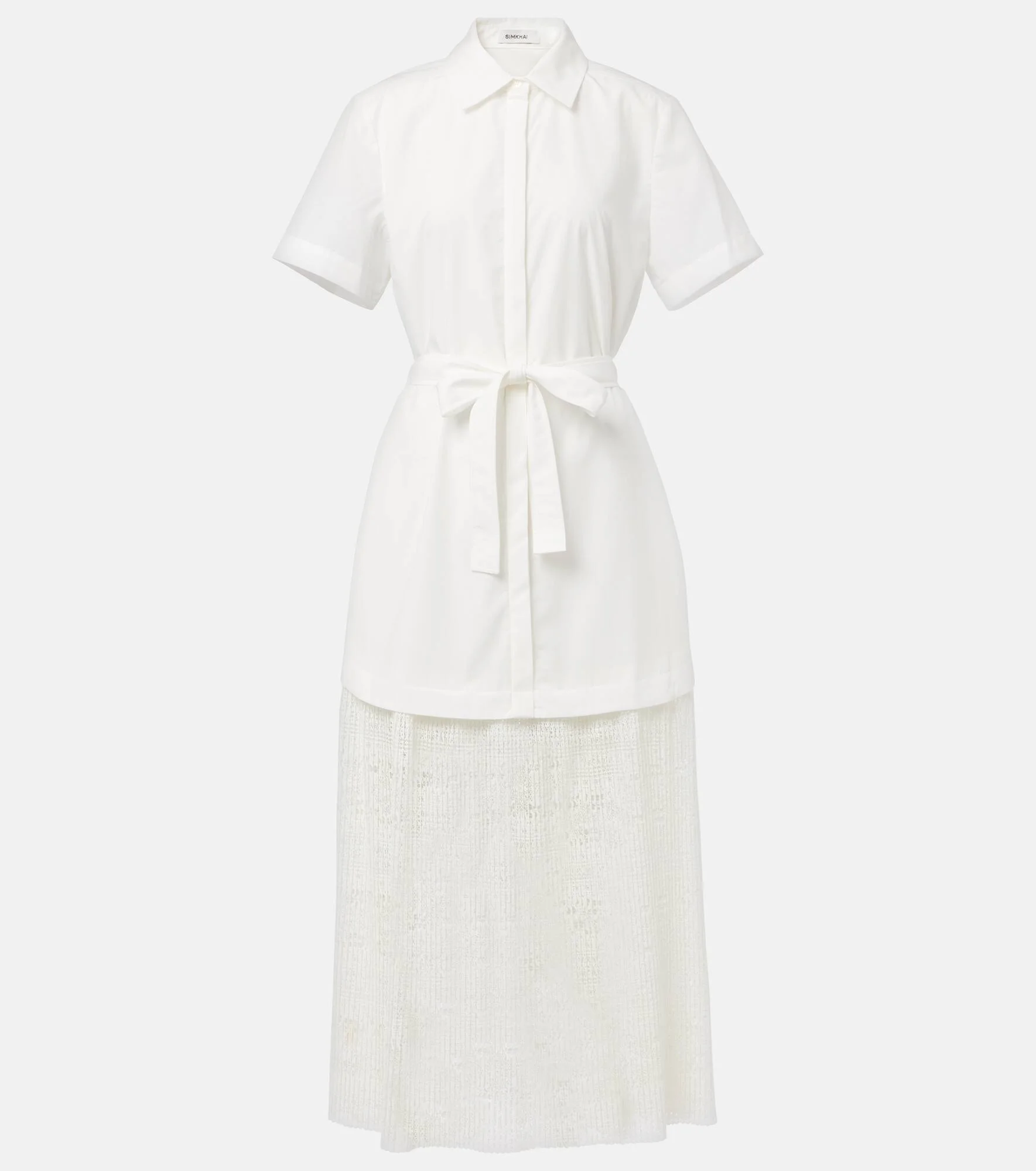 Jenner poplin and lace shirt dress - 1