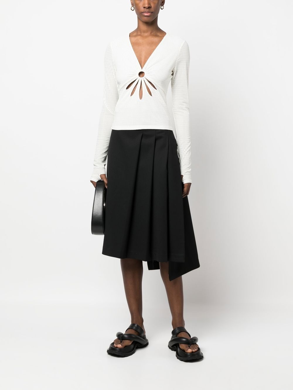 cut-out detailing v-neck top - 2