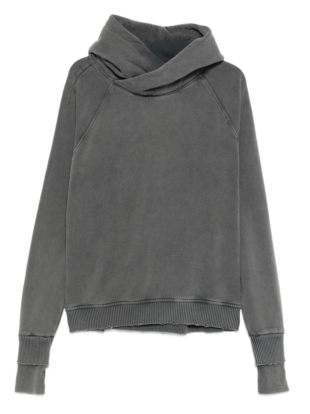 raglan-sleeve frayed-hem hoodie - 1