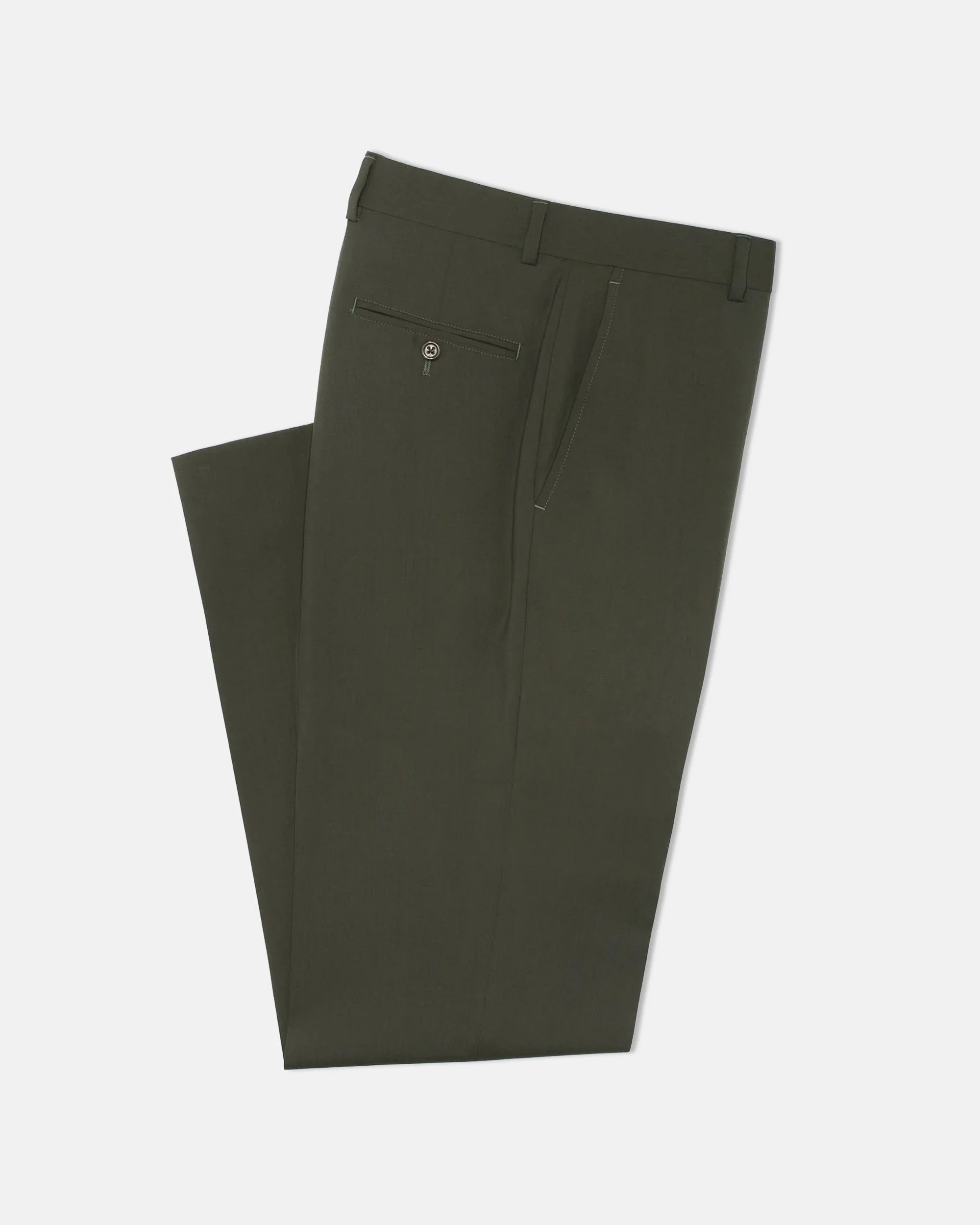 MADE-IN-CANADA OLIVE TROPICAL WOOL TROUSERS - 1