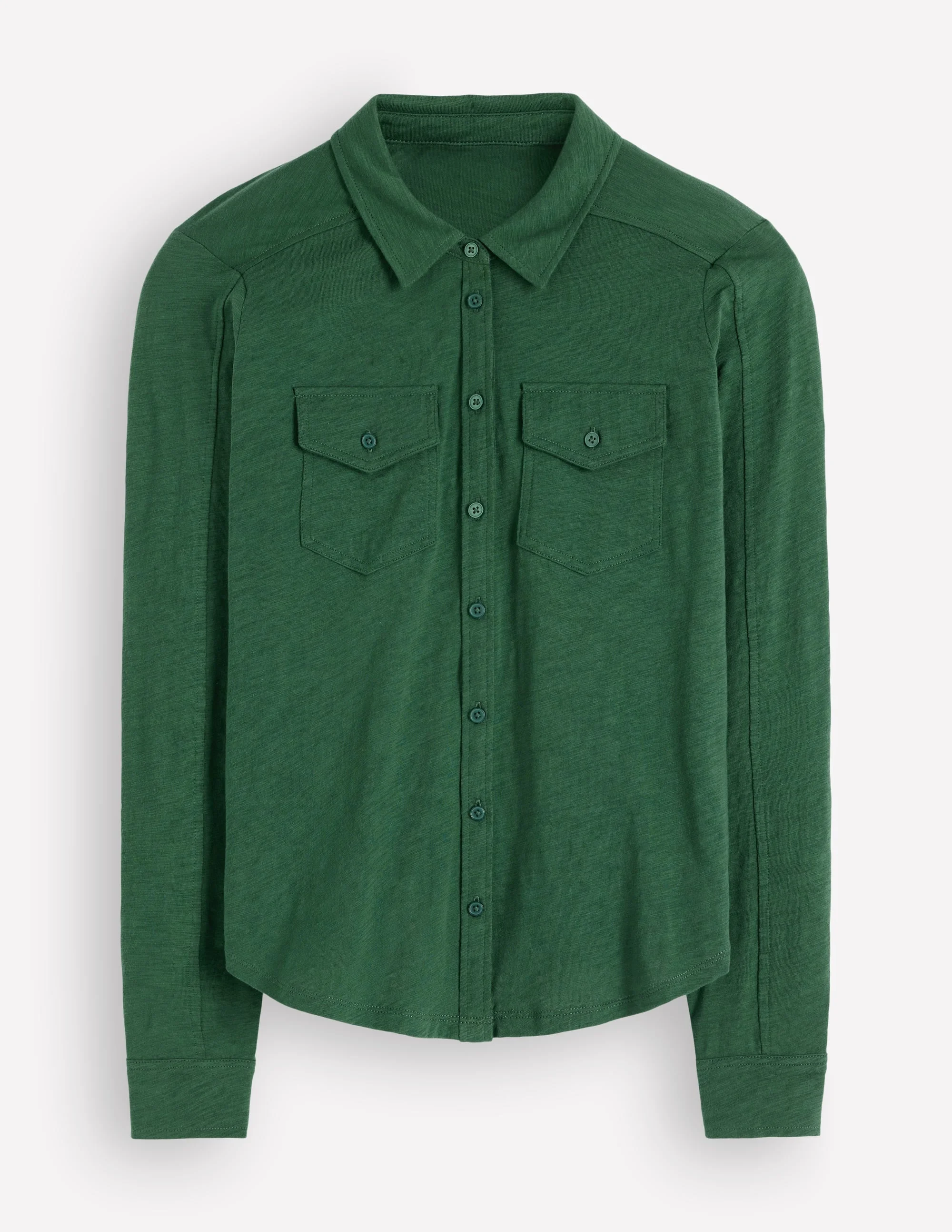 Seam Detail Jersey Shirt-Hunter Green - 1