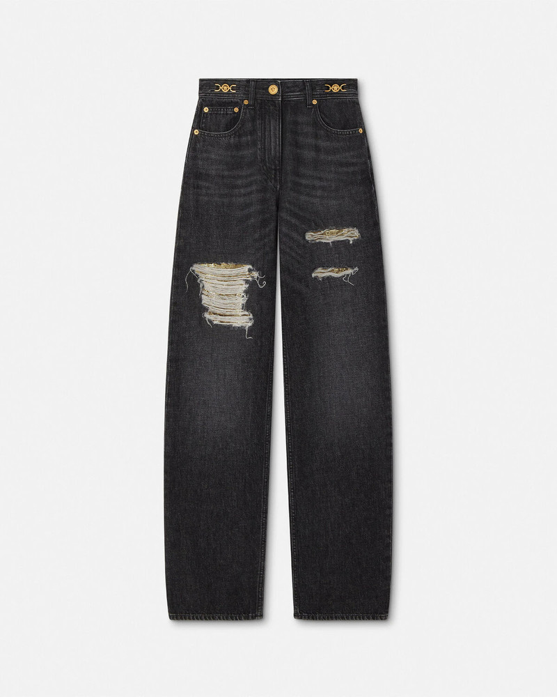Metal Mesh Regular-Fit Jeans - 1
