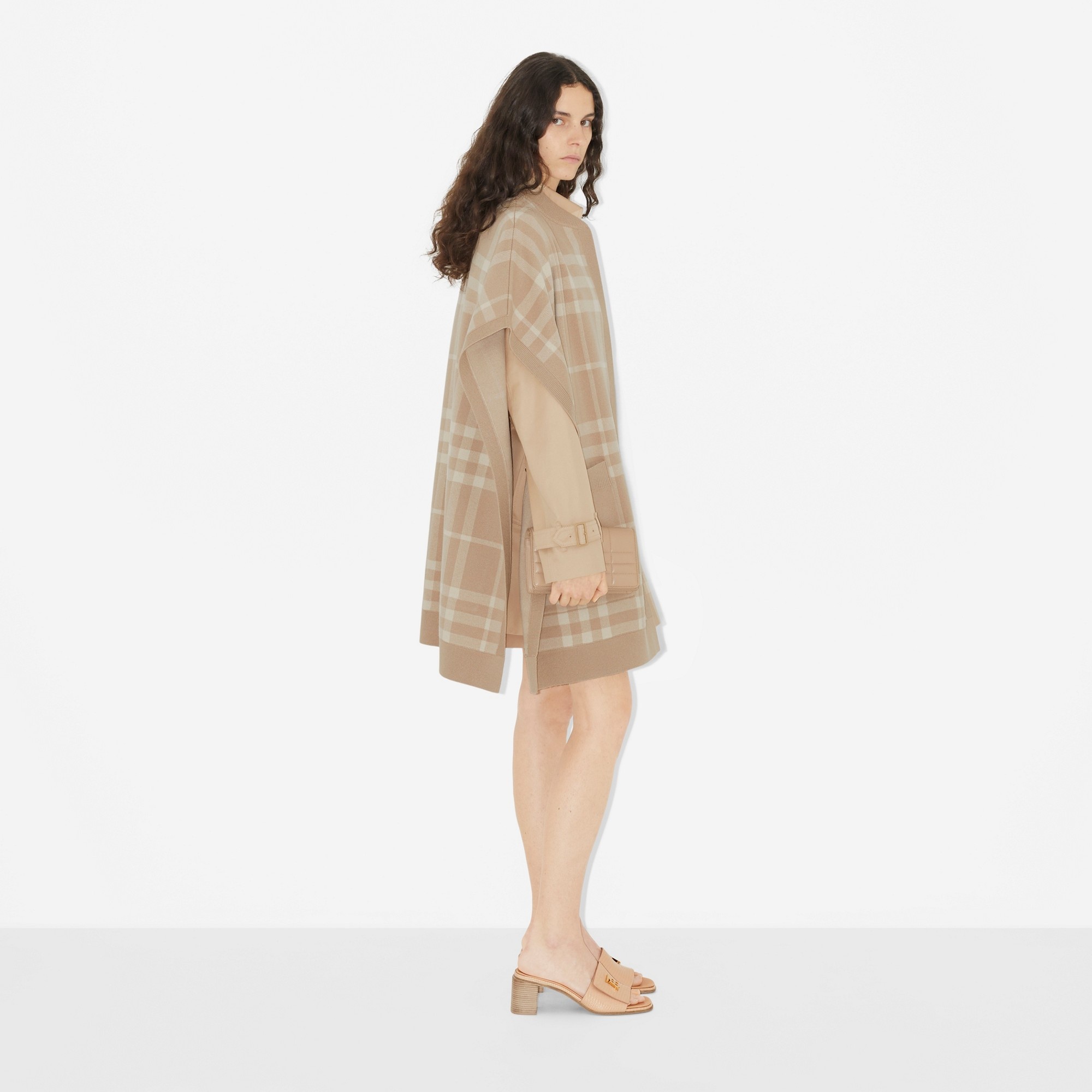 Check Wool Cashmere Jacquard Cape - 3