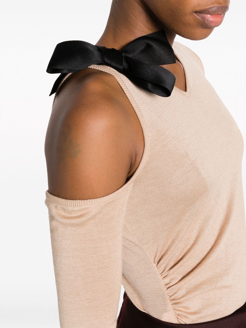 bow-embellished cut-out top - 5