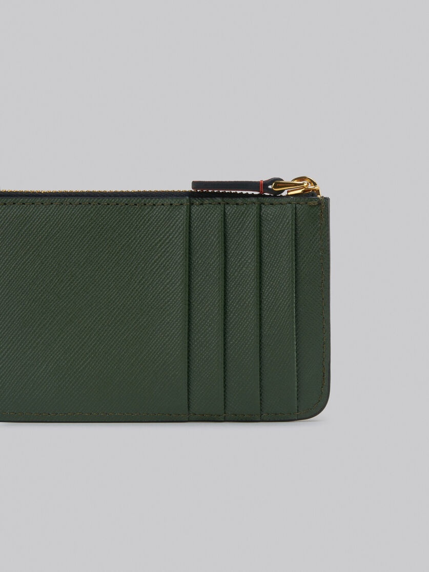 BROWN MULTICOLOUR SAFFIANO LEATHER CARD CASE - 4