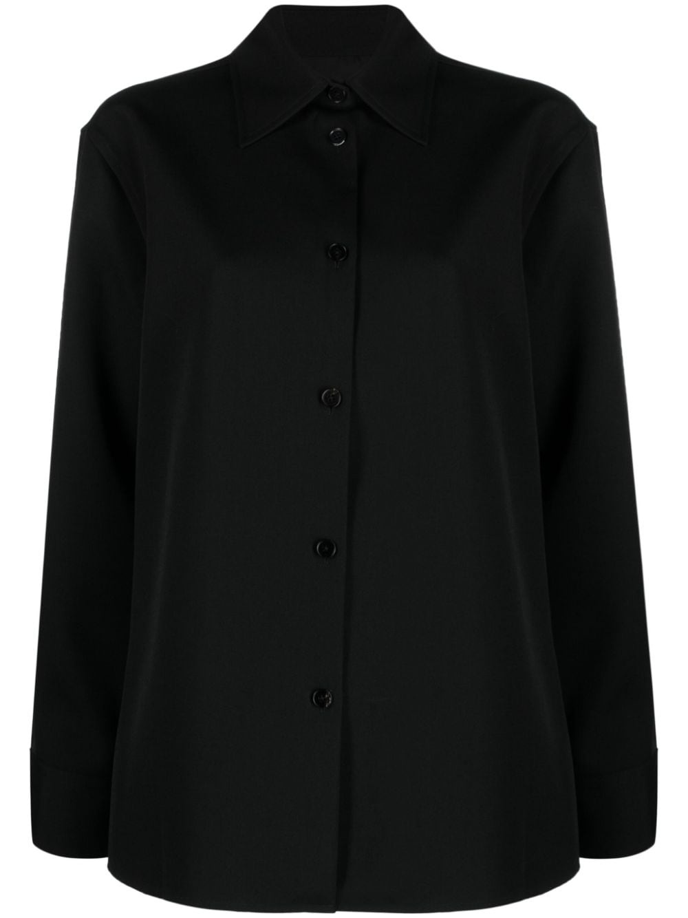 pointed-collar gabardine shirt - 1