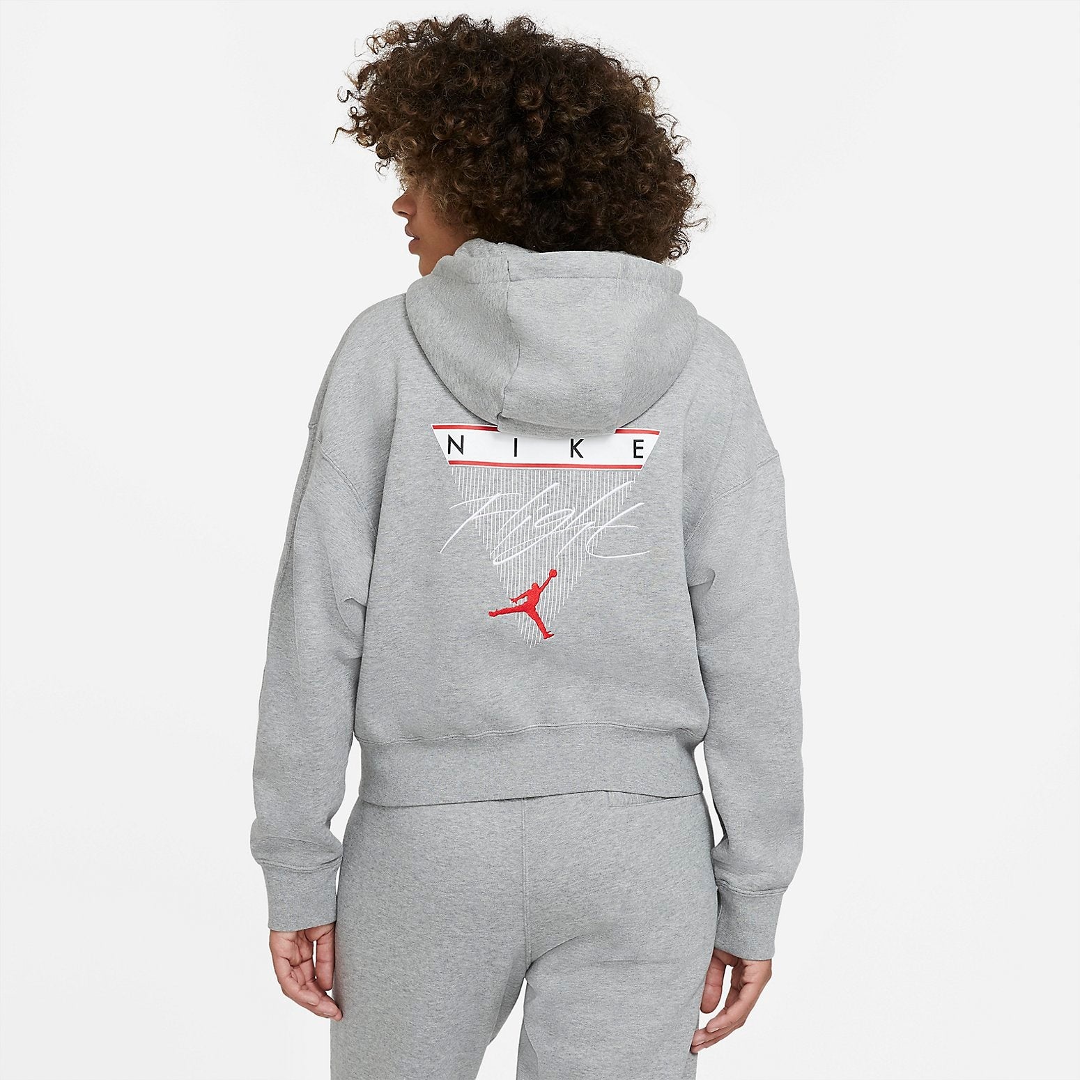 (WMNS) Air Jordan Fleece Hoodie 'Grey' DB9067-063 - 3