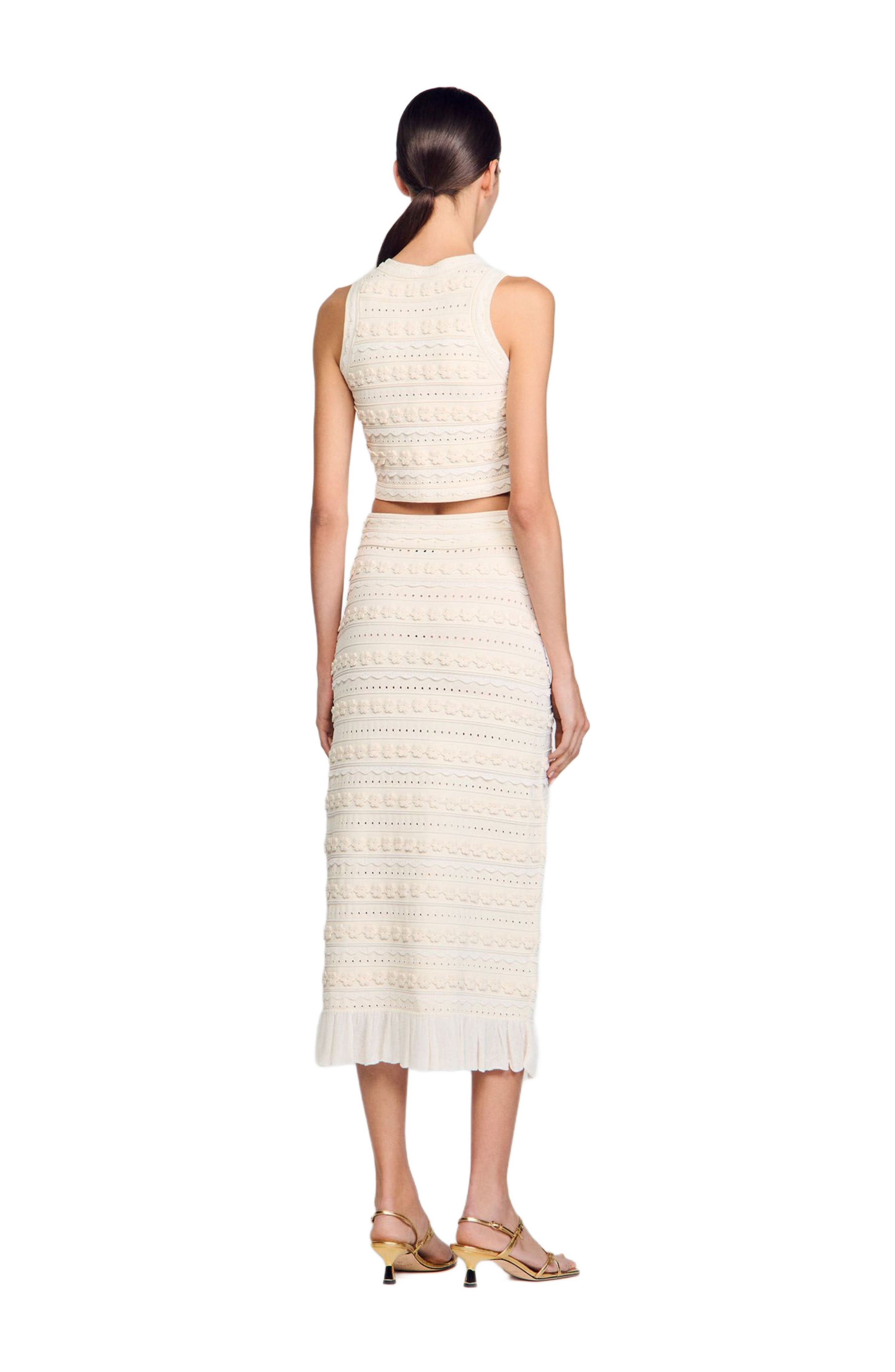 SANDRO Long skirt with crochet detailing in Ecru at Nordstrom - 2