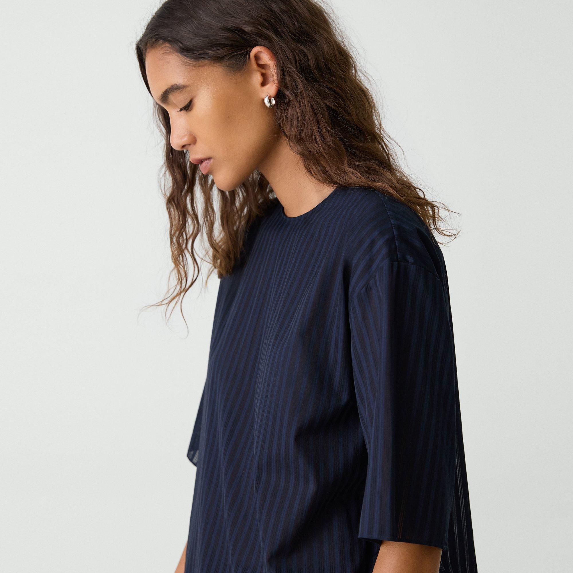 Boxy Tee in Linear Cotton - 5