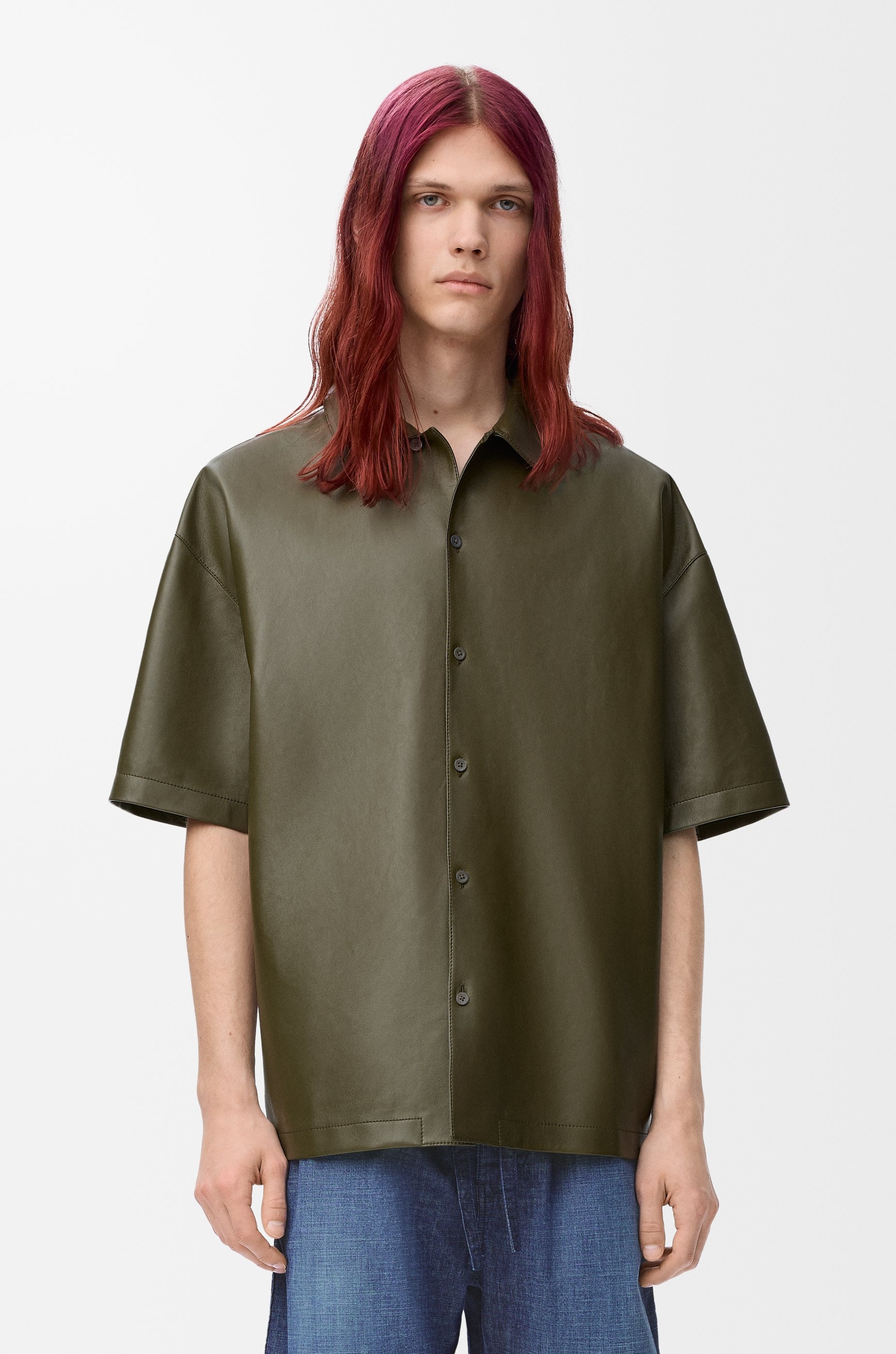 Short sleeve shirt in nappa lambskin - 3