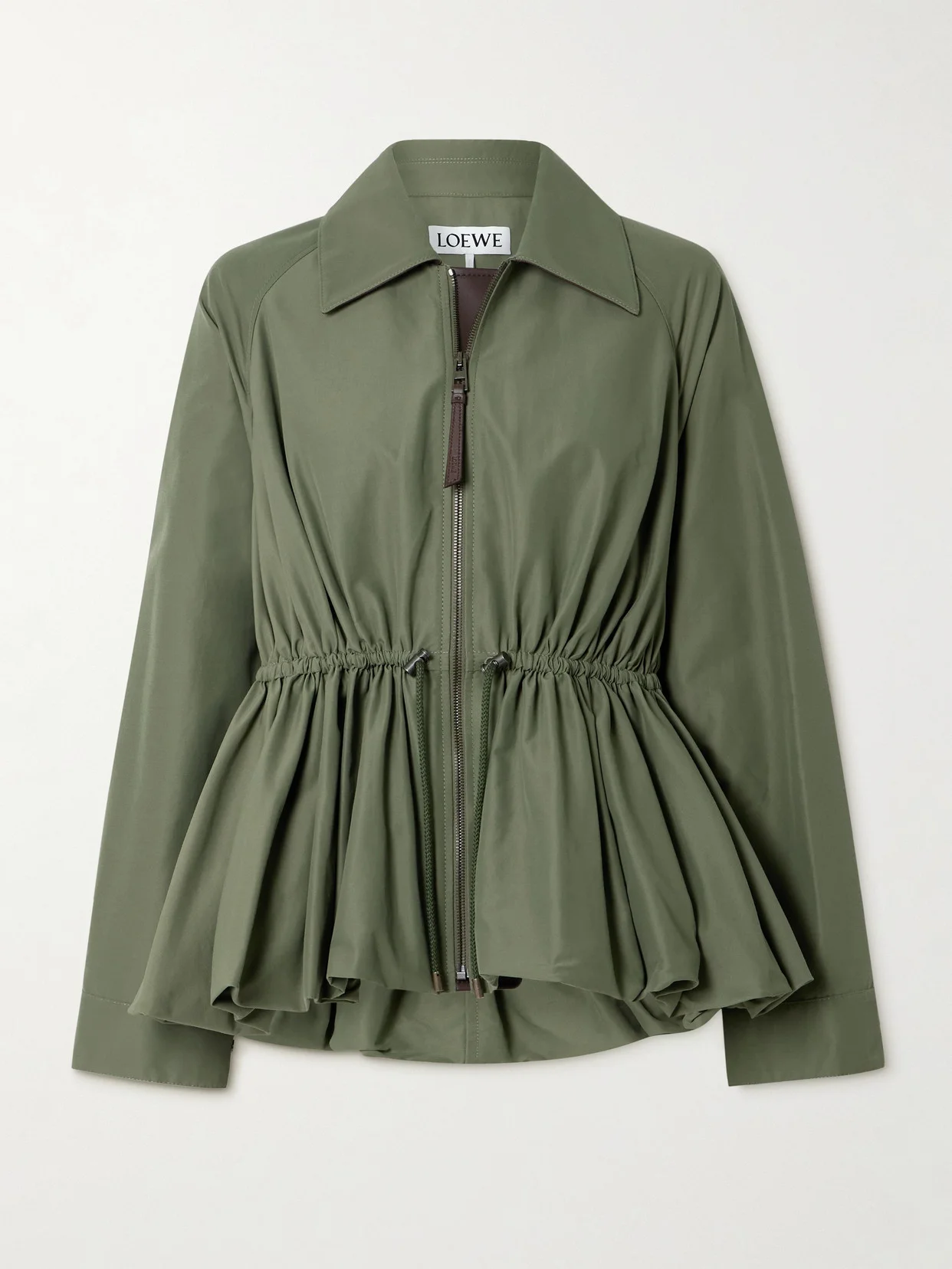 Leather-trimmed Cotton-blend Peplum Jacket - 1