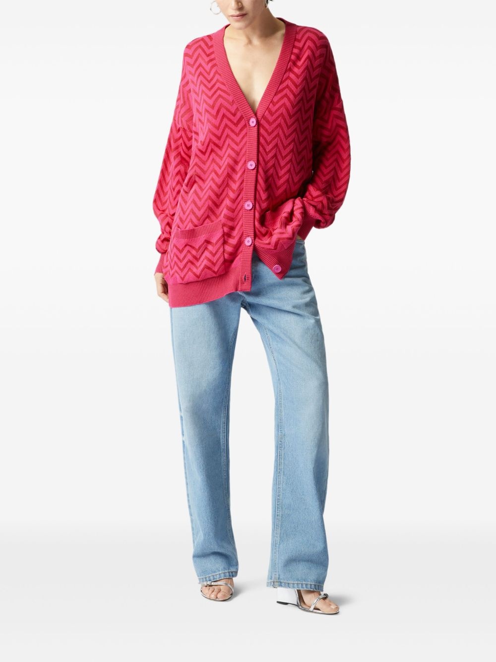 chevron-woven cardigan - 2