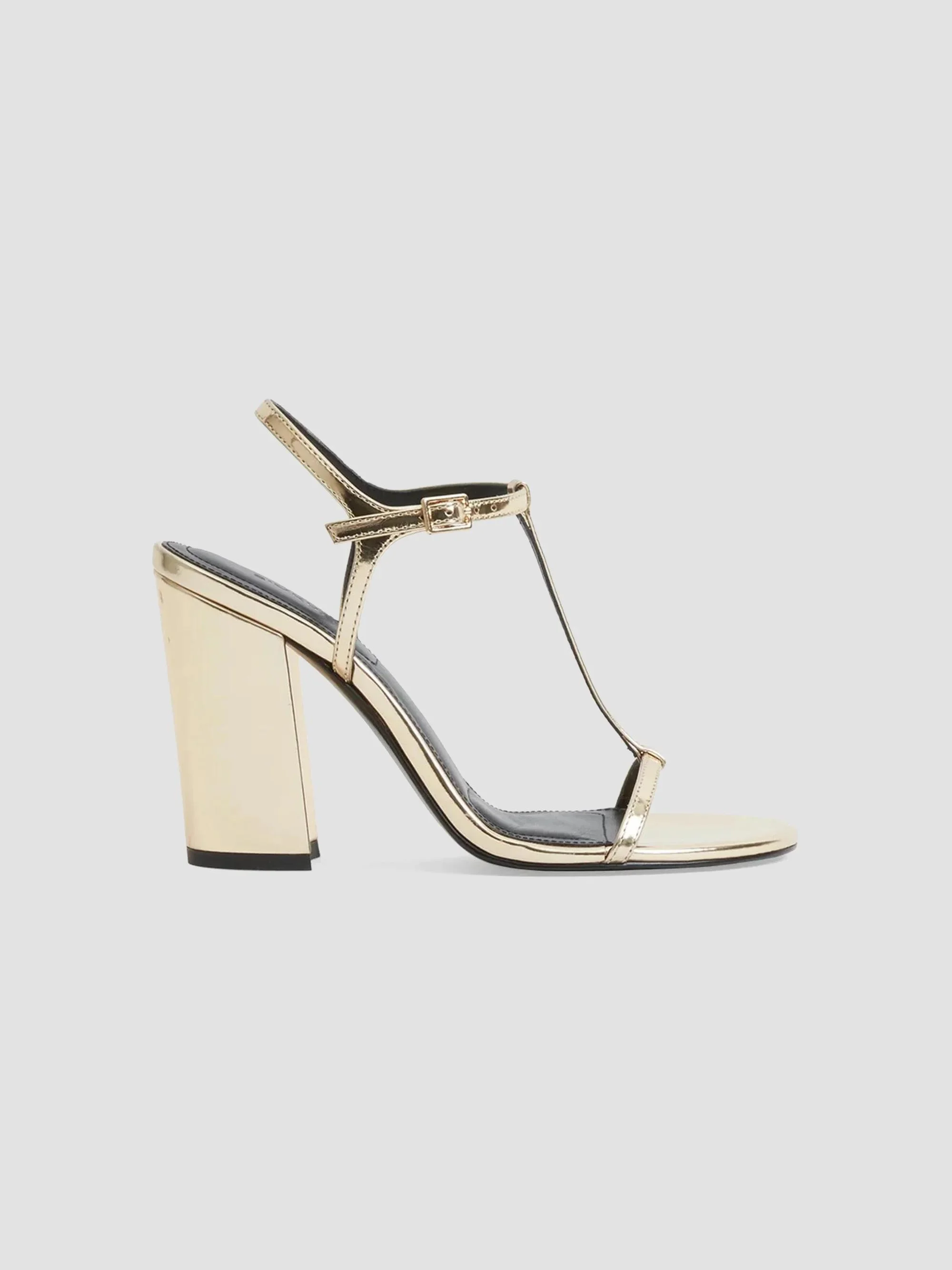 Women's Stacey 95MM Leather T-Strap Pumps - Gold - 1