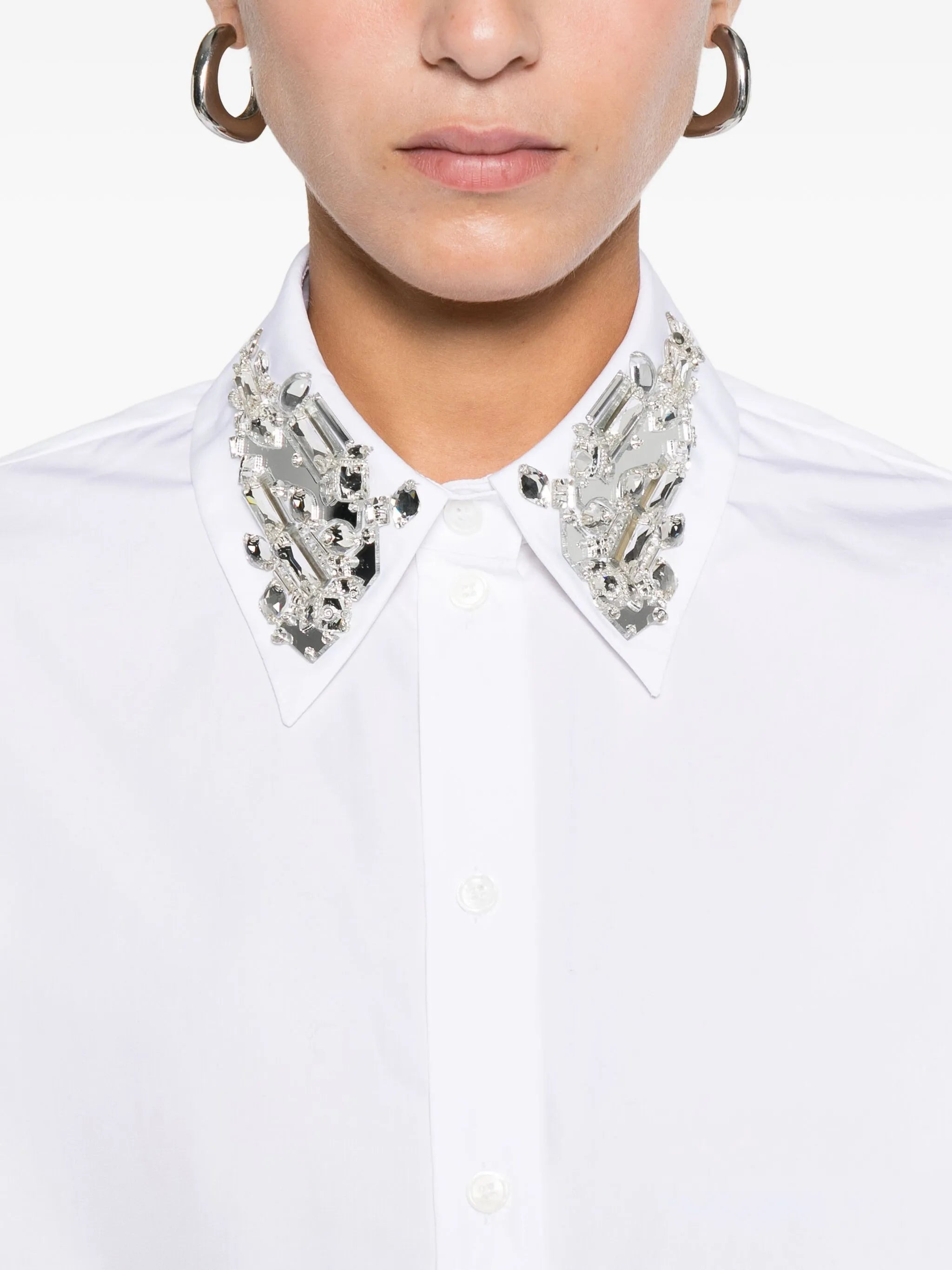 embellished-collar shirt - 5