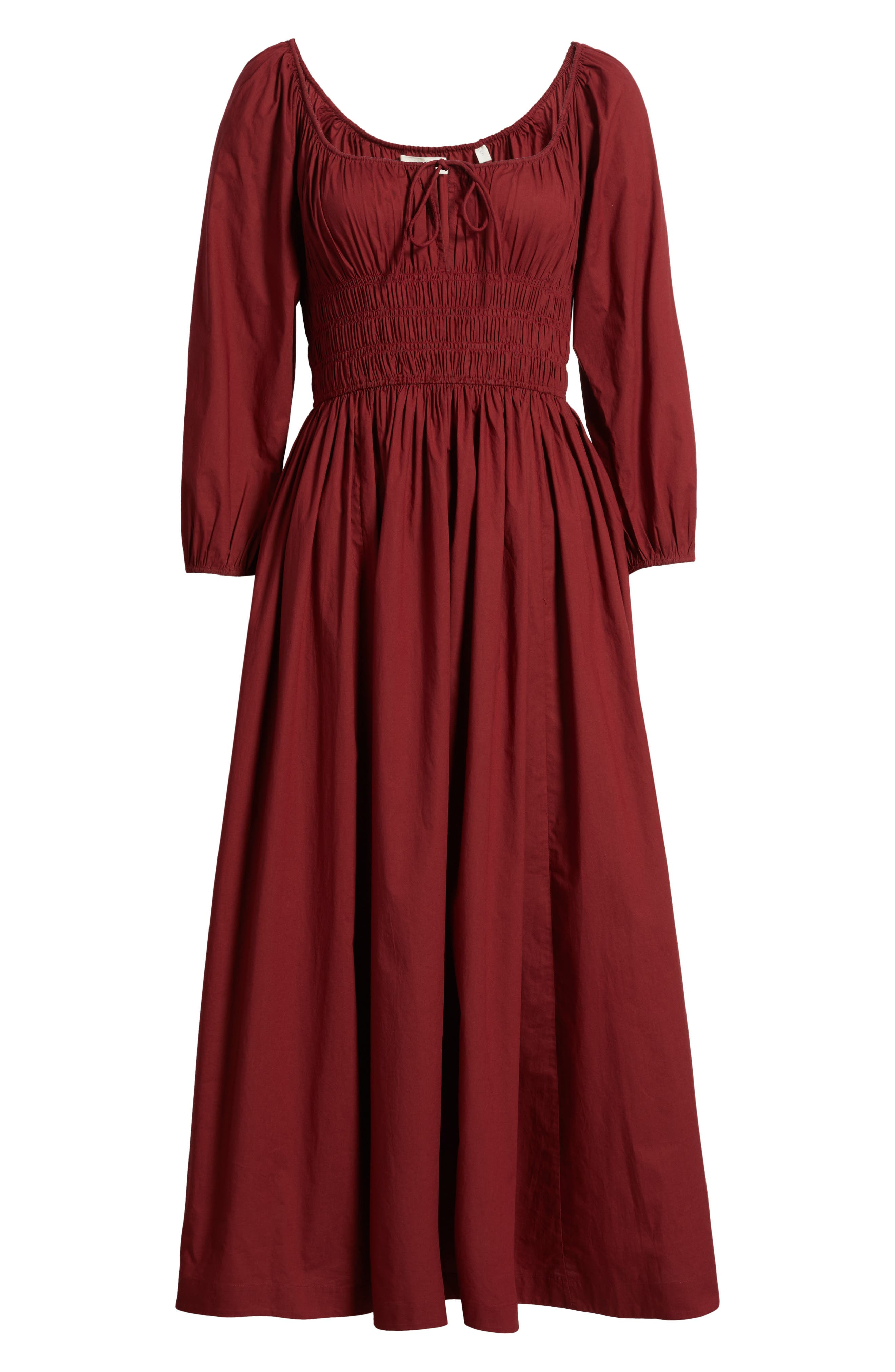 DÔEN Quintessa Shirred Organic Cotton Maxi Dress in Deep Crimson at Nordstrom - 5