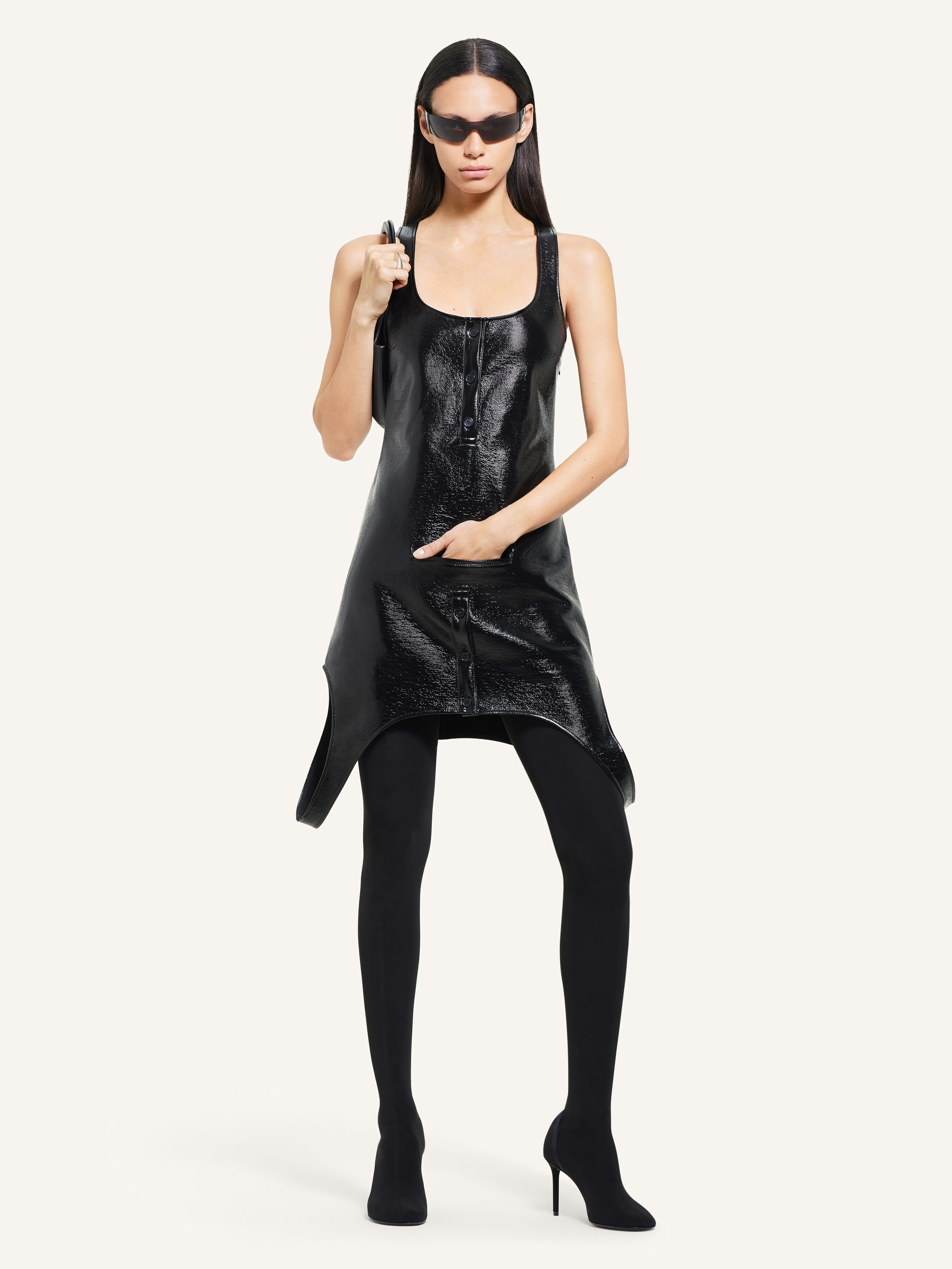 REVERSED MINI VINYL DRESS - 2