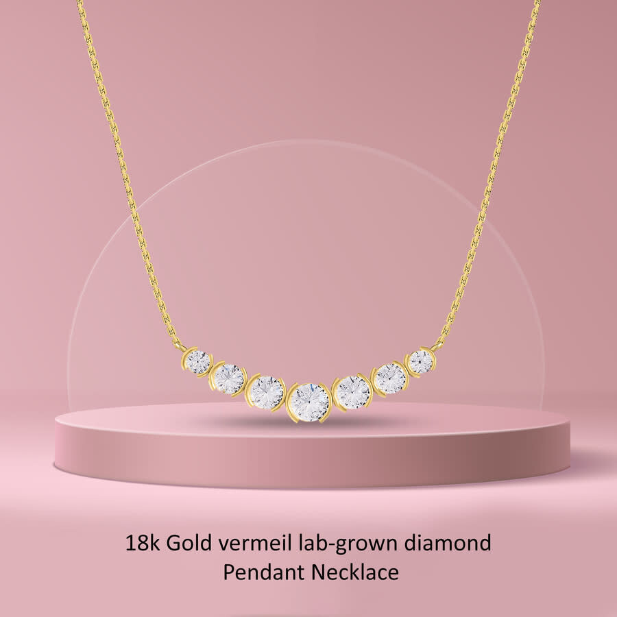 Diamond2Deal - Diamond2Deal 18k Vermeil Plated Silver 2.8 Ct Round Lab Grown Diamond Pendant Necklace 18" VVS-VS, E - 4