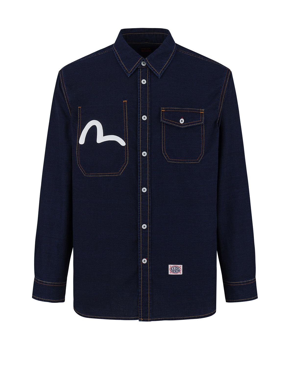 Seagull Print Regular Fit Denim Shirt - 11