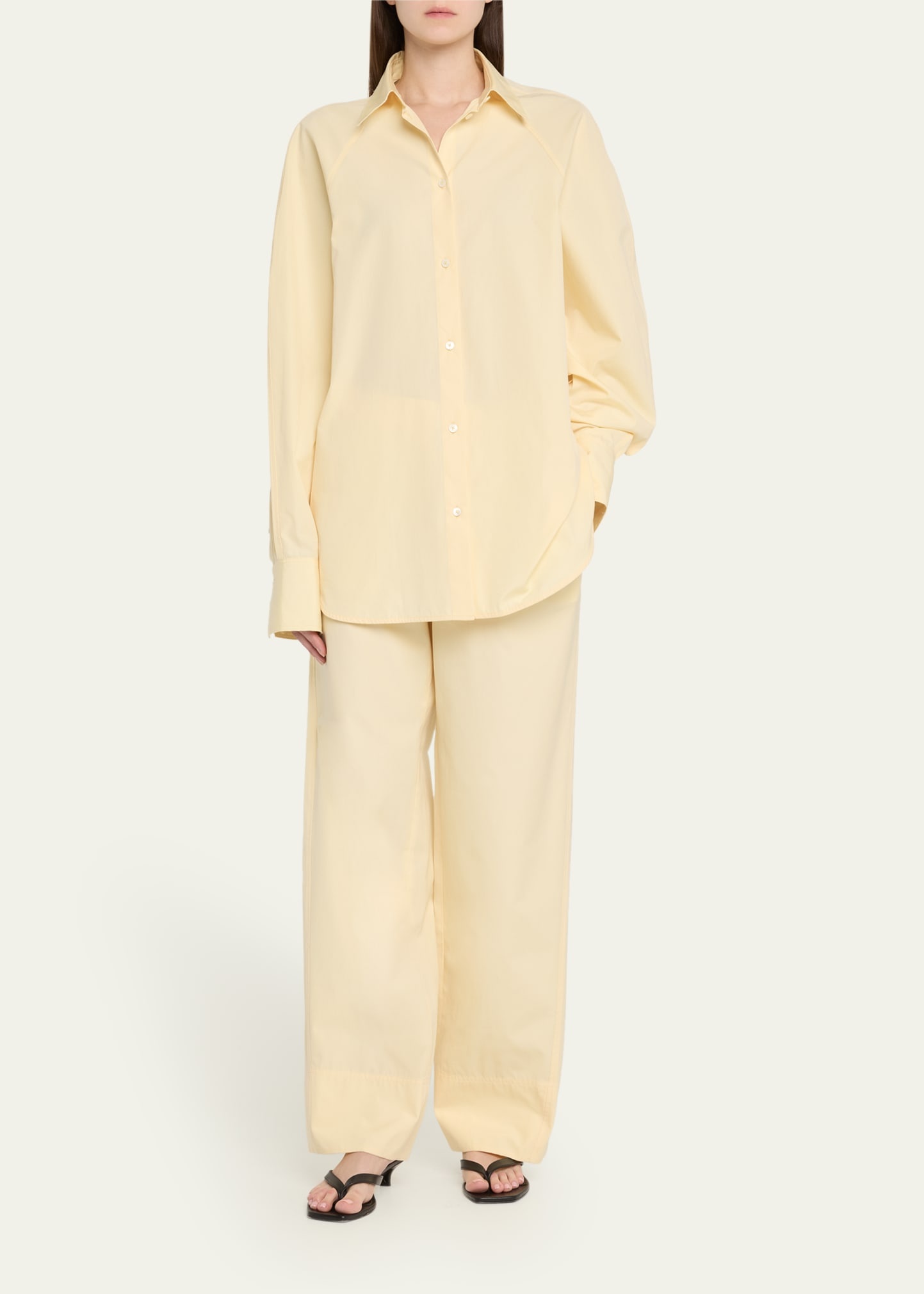Raw-Edge Raglan-Sleeve Button-Down Shirt - 2