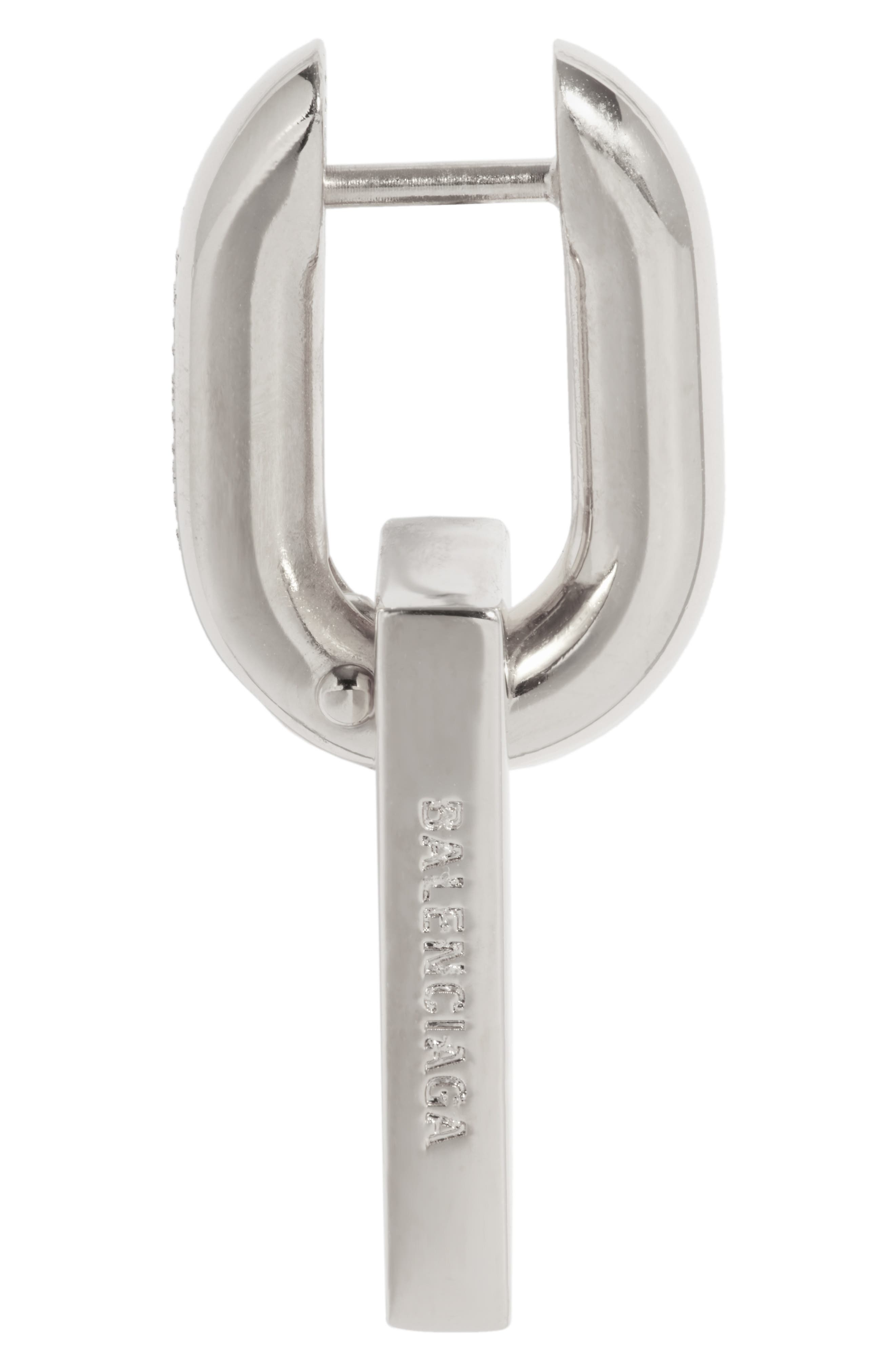 Balenciaga XS B Chain Earrings in Shiny Silver at Nordstrom - 4