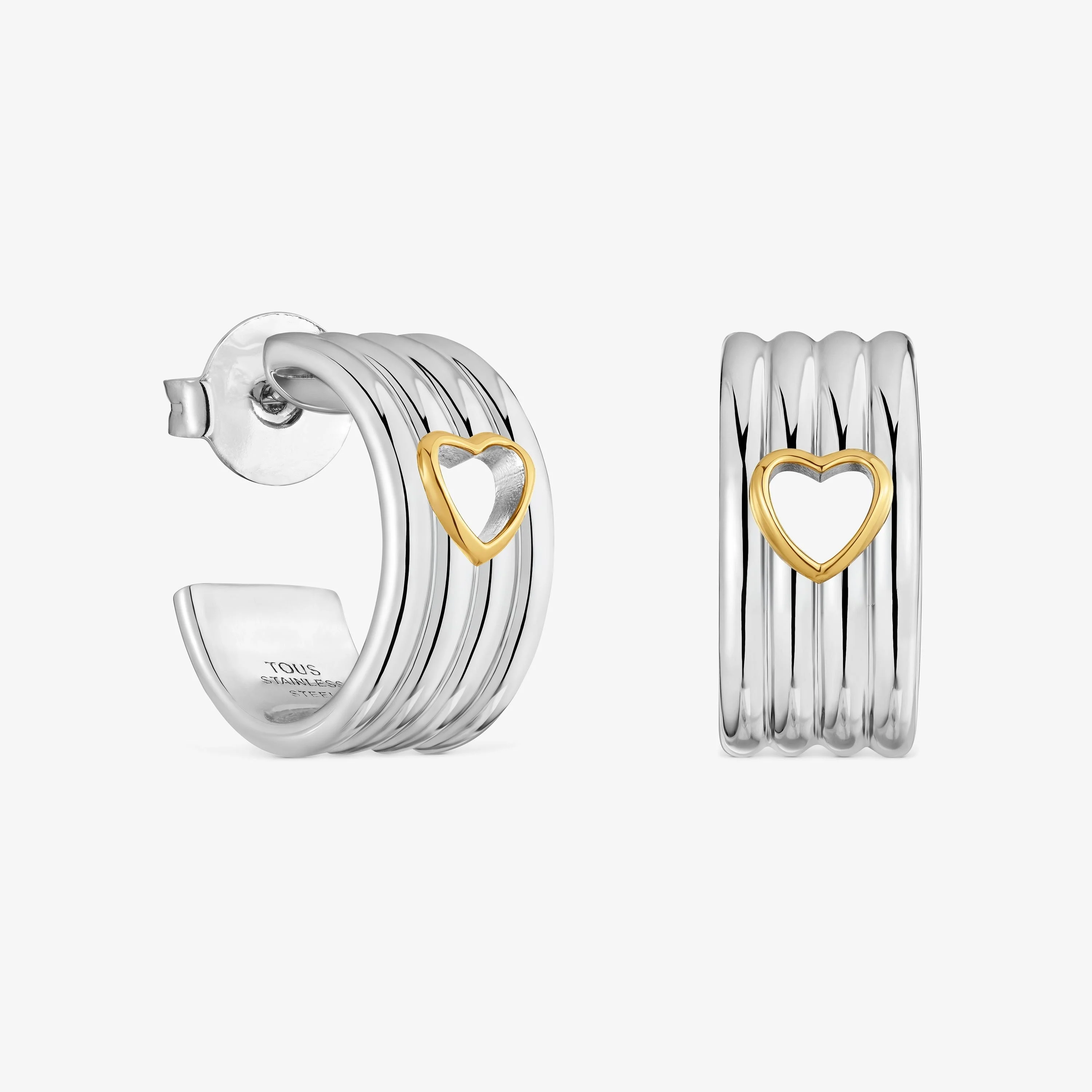 20-mm steel Hoop earrings with two-tone heart TOUS Galia - 1