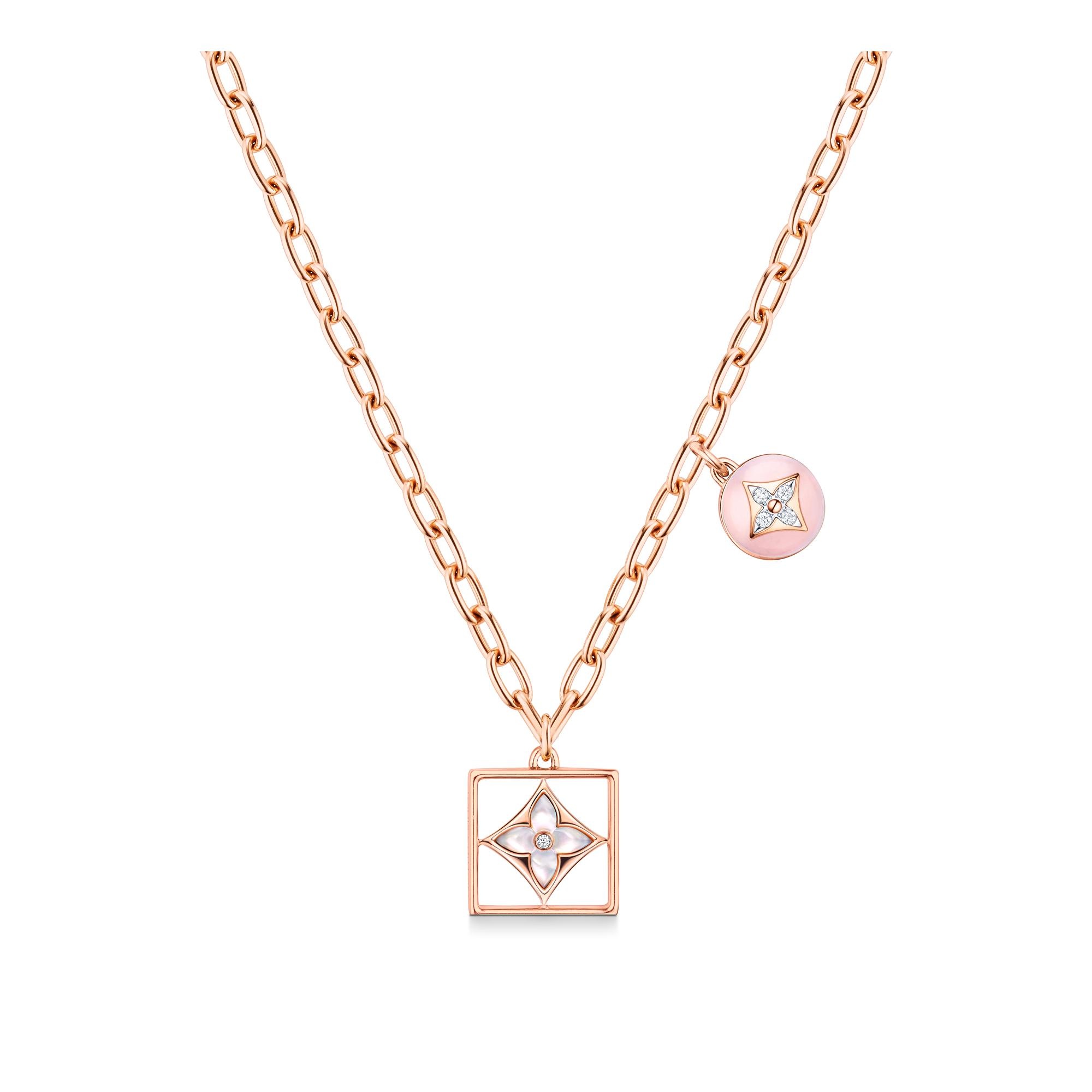 B Blossom Necklace, Pink Gold, White Gold, Pink Opal, White Mother-Of-Pearl And Diamonds - 1