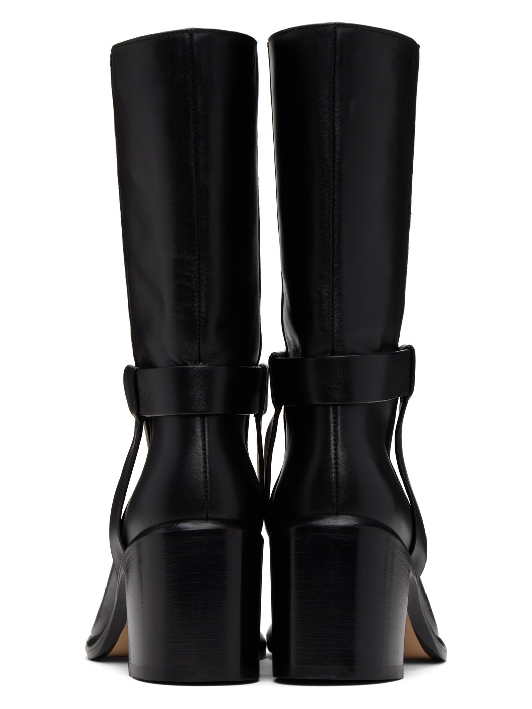 Black Square Toe Biker Boots - 2
