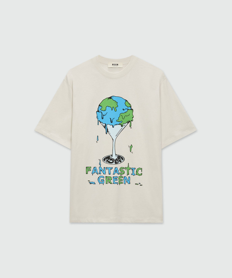 Organic cotton "Fantastic Green Burro Studio" beige T-shirt 1