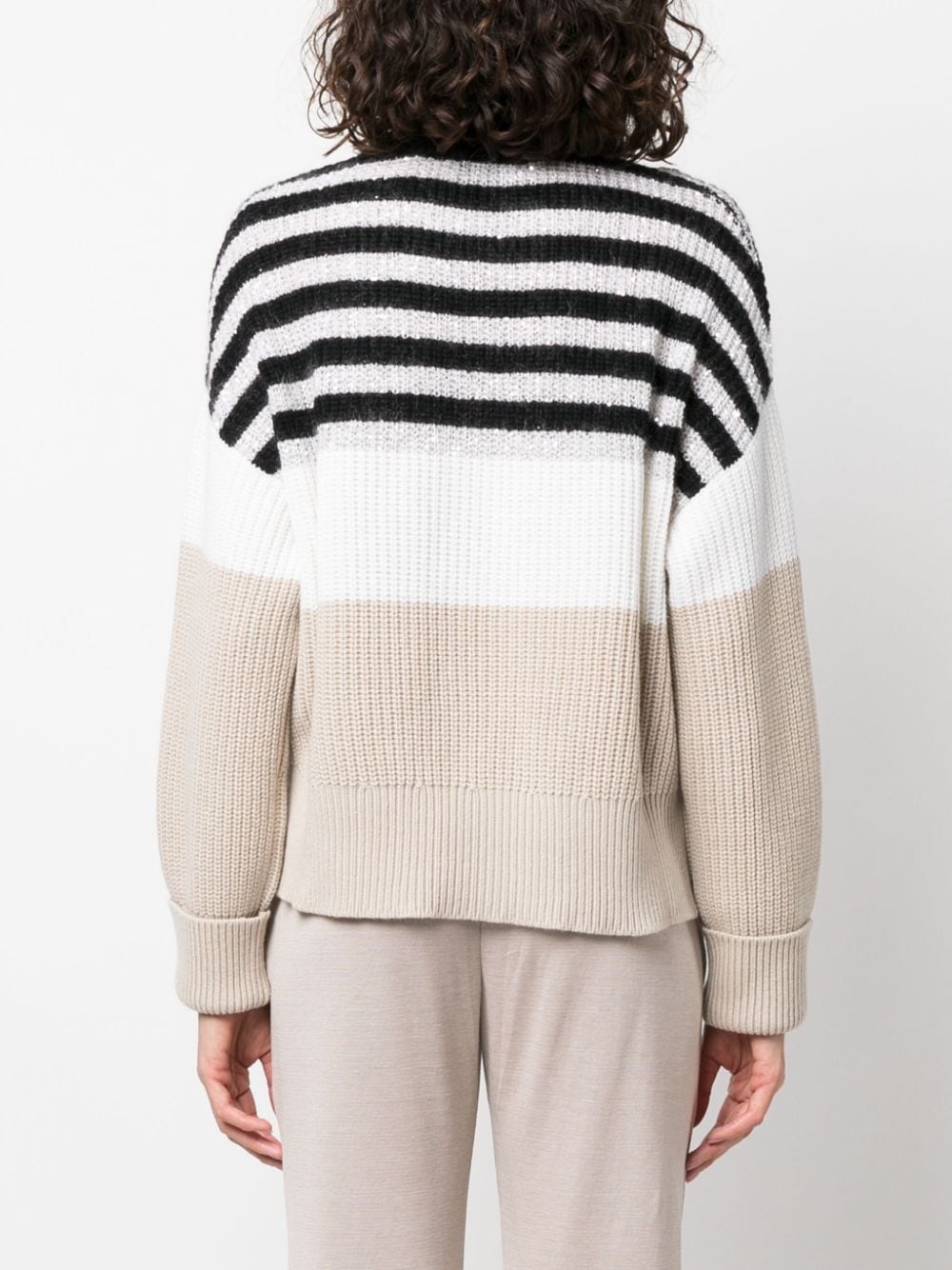 stripe-pattern knitted jumper - 4