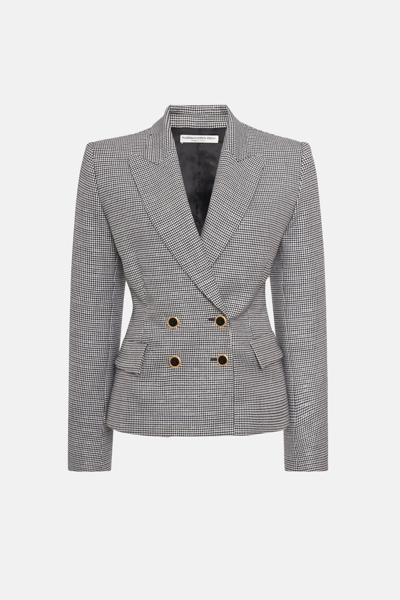 LUREX WOOL PIED DE POULE DOUBLE BREASTED JACKET - 1