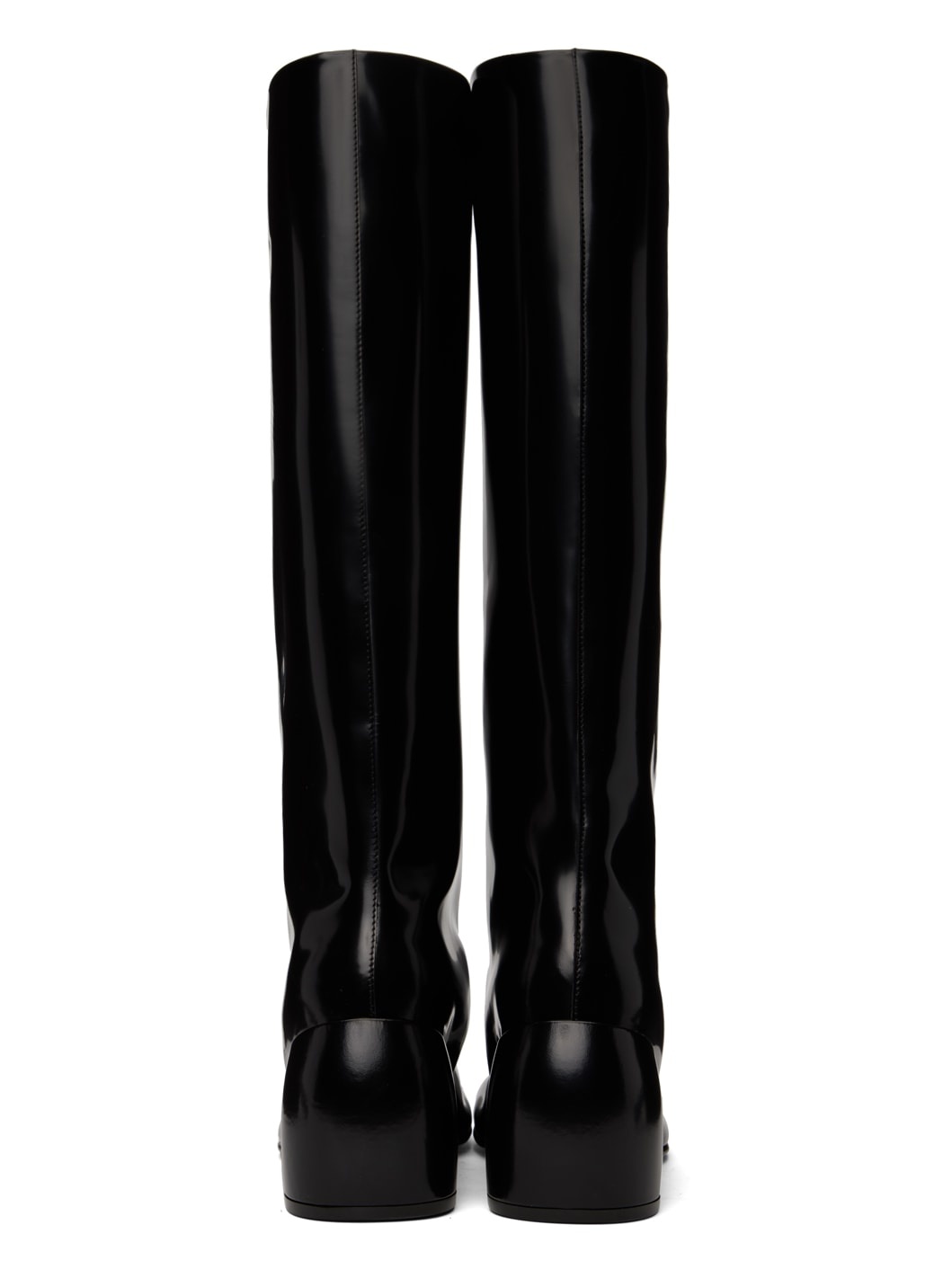 Black Polished Tall Boots - 2