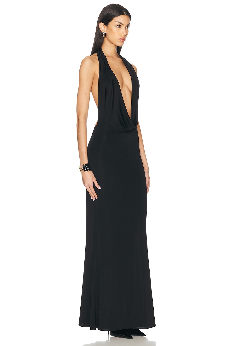 Jersey Deep Cowl Neck Gown - 2