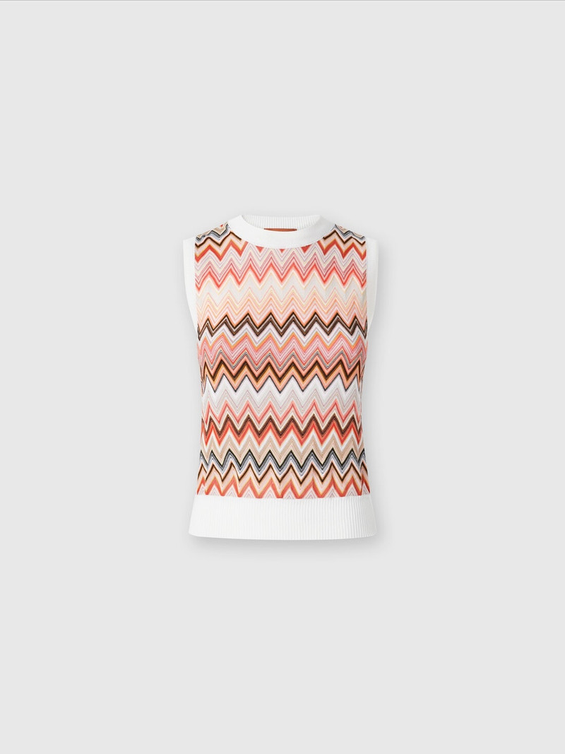 Viscose-blend crewneck vest with chevron insert - 1