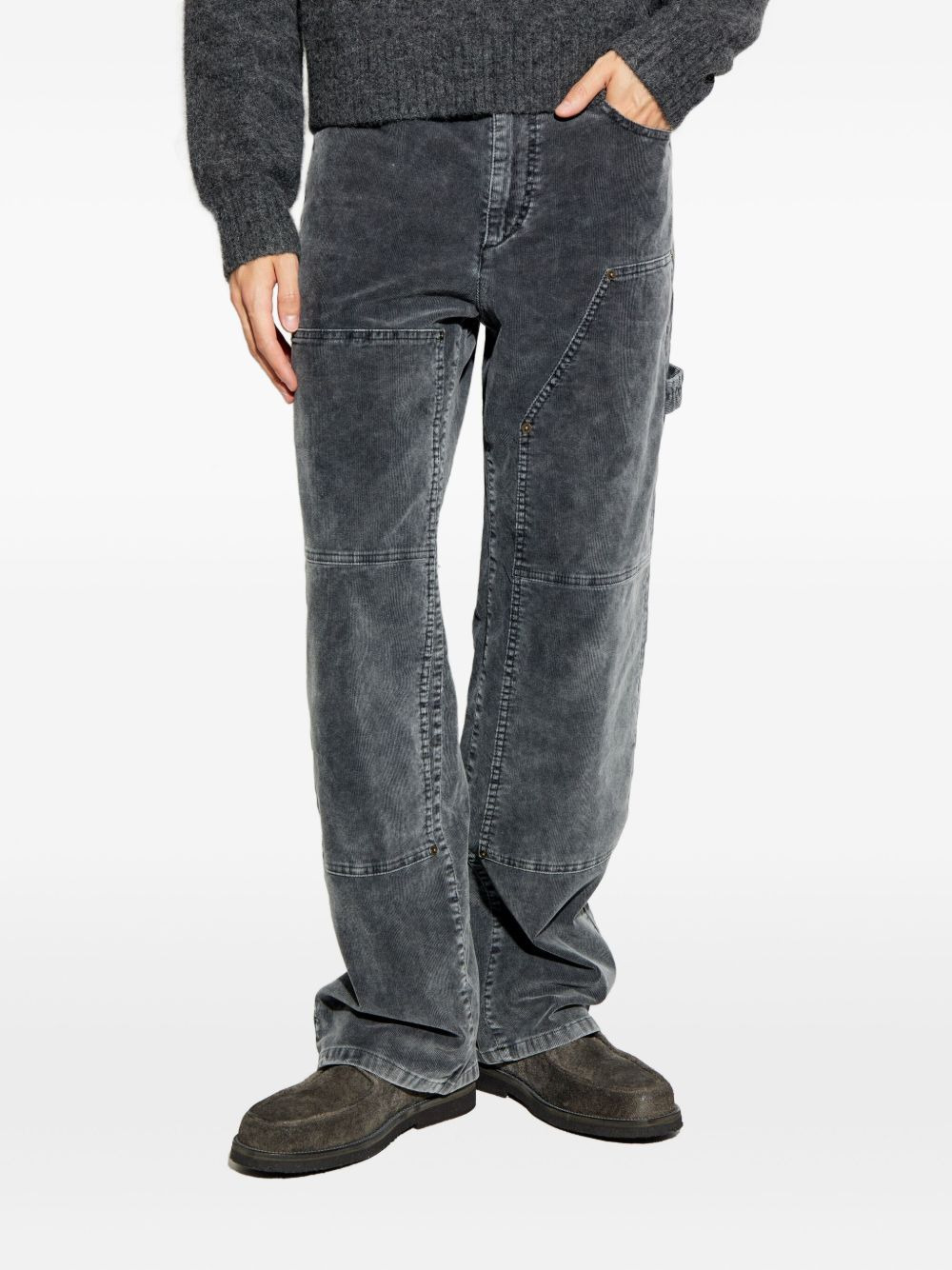 corduroy panelled trousers - 3