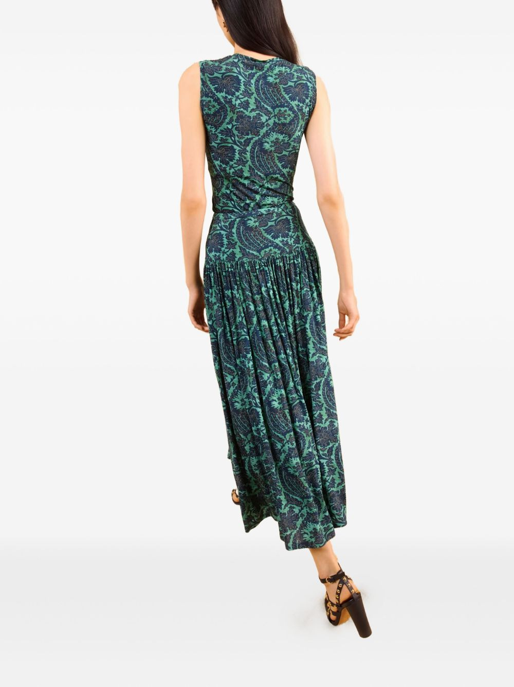 abstract-print sleeveless midi day dress - 3