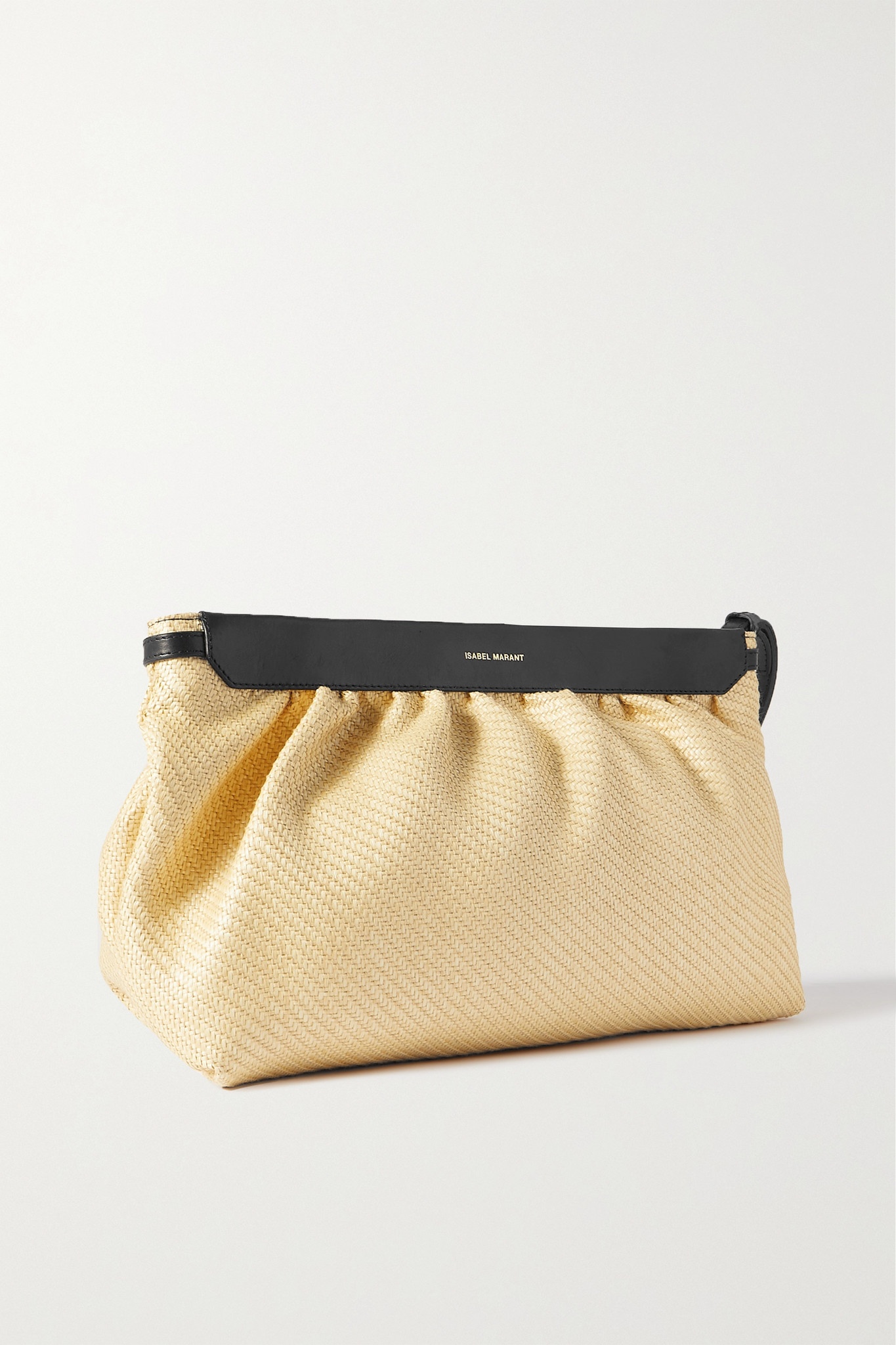 Luz leather-trimmed raffia clutch - 3