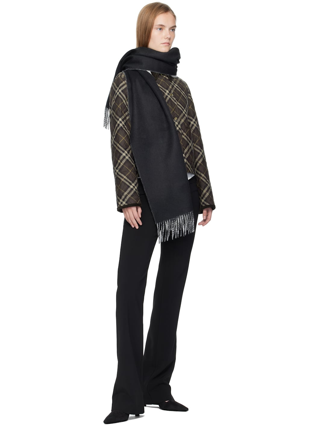 Black & Gray Cashmere Scarf - 3