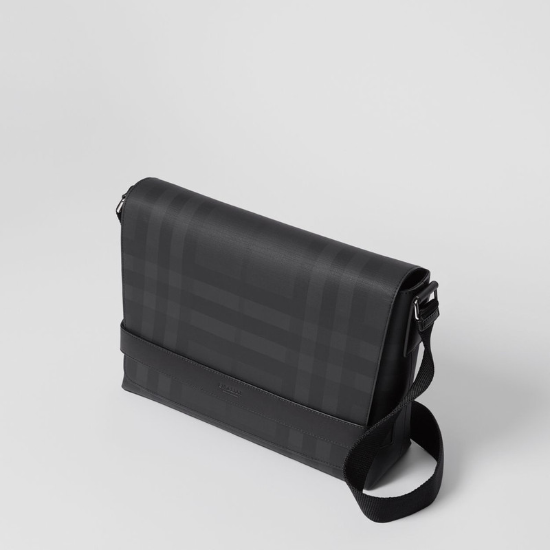 London Check and Leather Messenger Bag 4