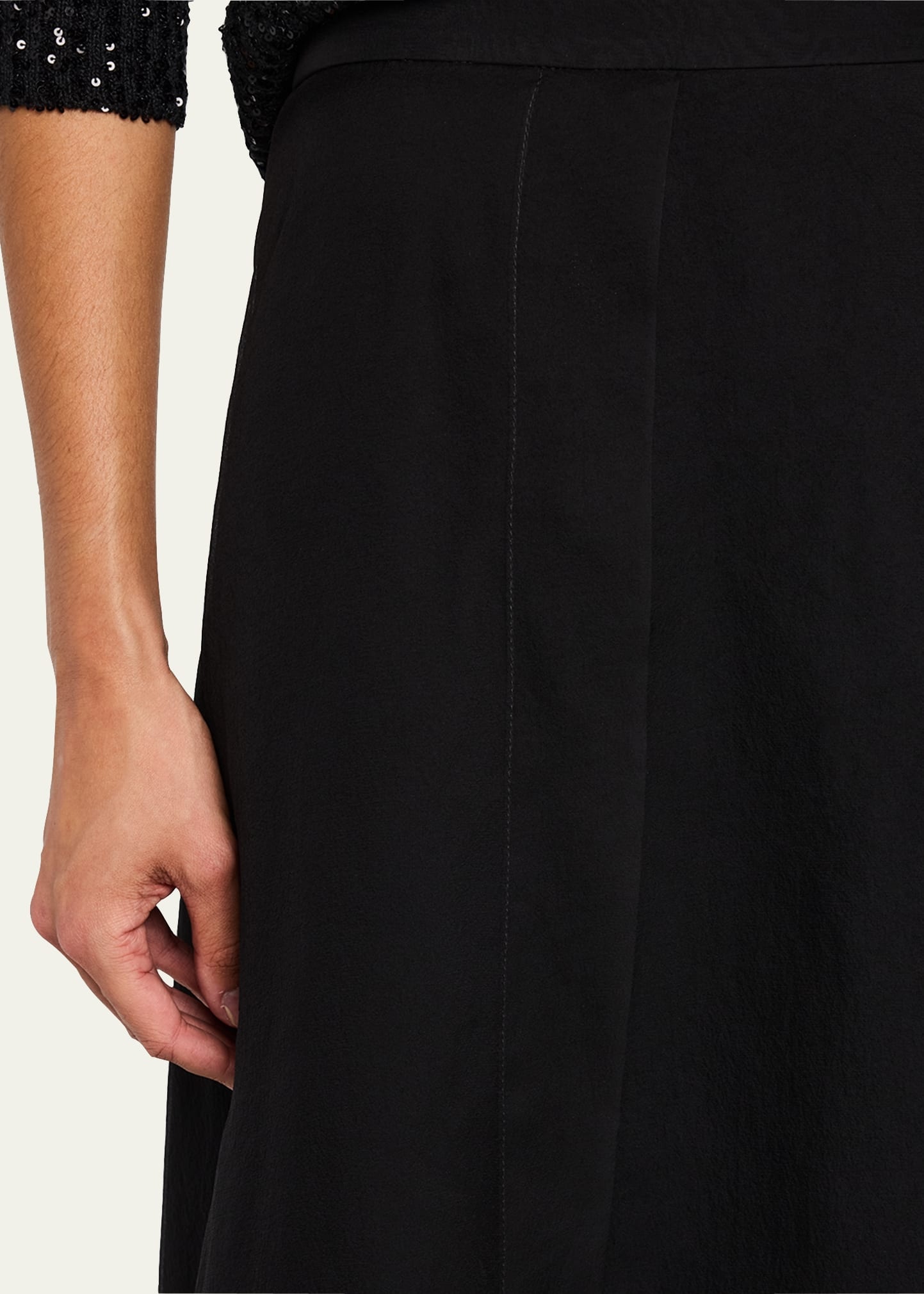 Crispy Silk Paneled Maxi Circle Skirt - 5