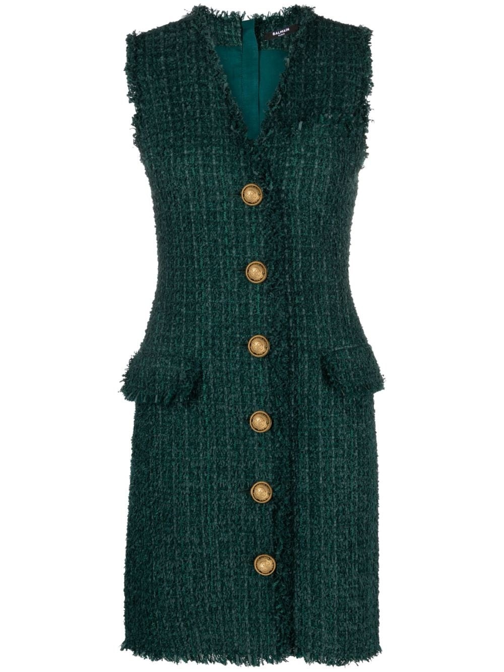 sleeveless bouclé minidress - 1