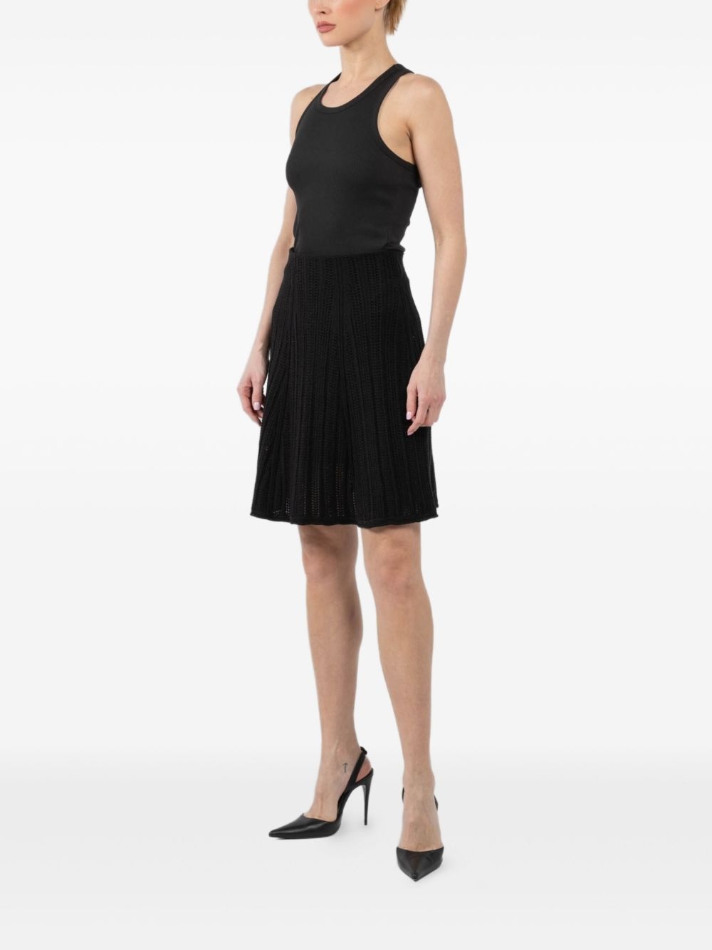 textured flared mini skirt - 2